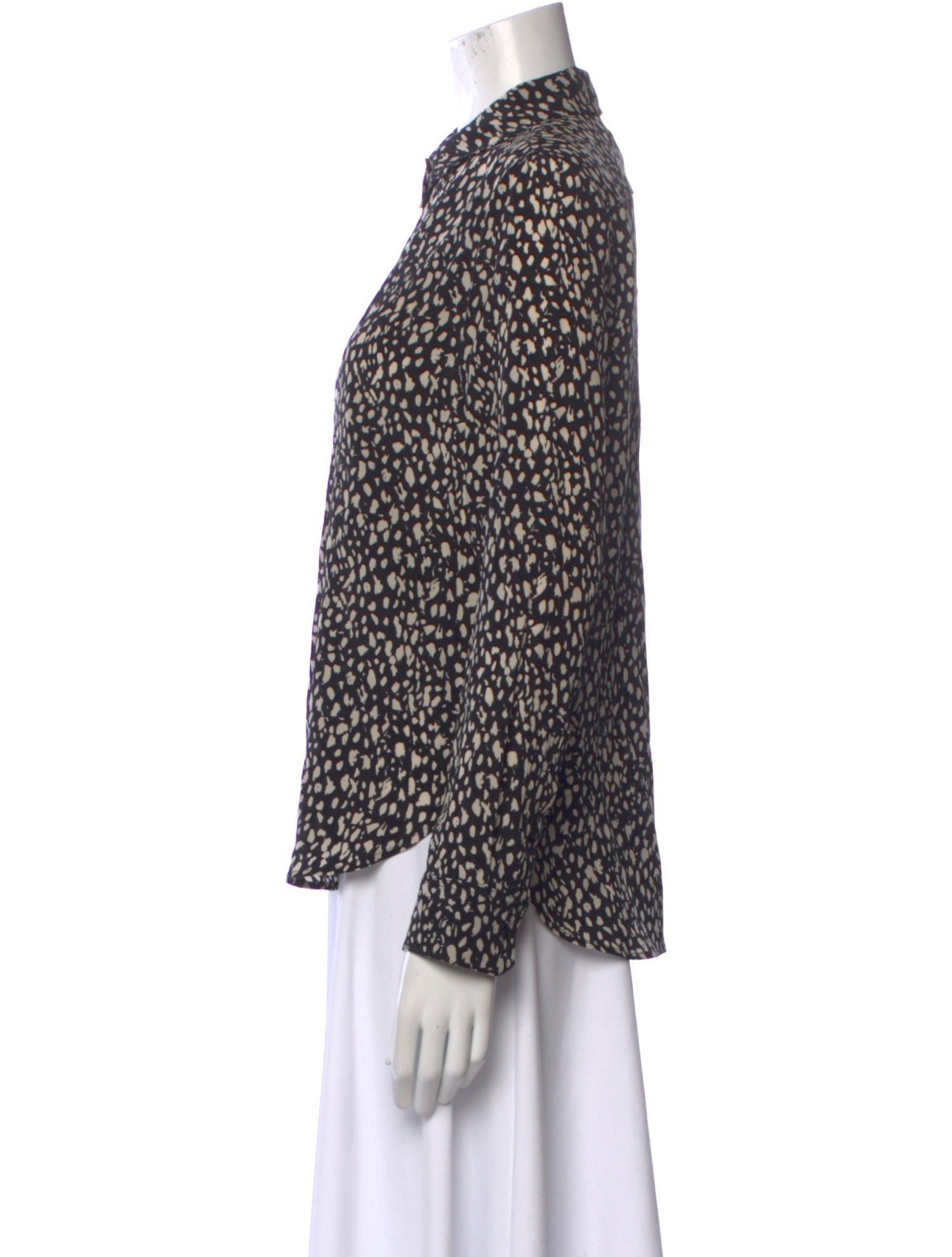 Nili Lotan Silk Printed Button-Up Top