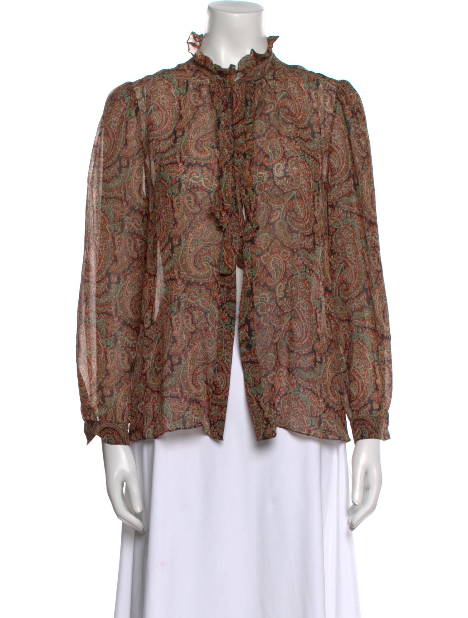 Nili Lotan Silk Paisley Print Blouse
