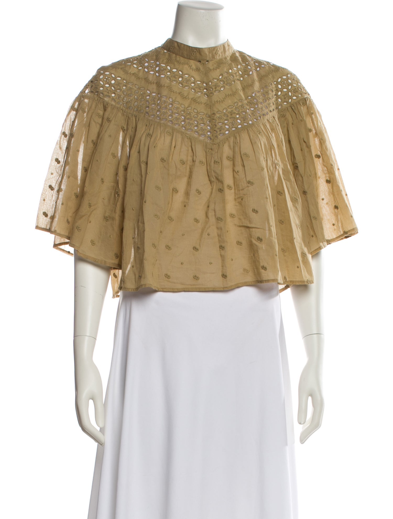 Nili Lotan Mock Neck Short Sleeve Crop Top