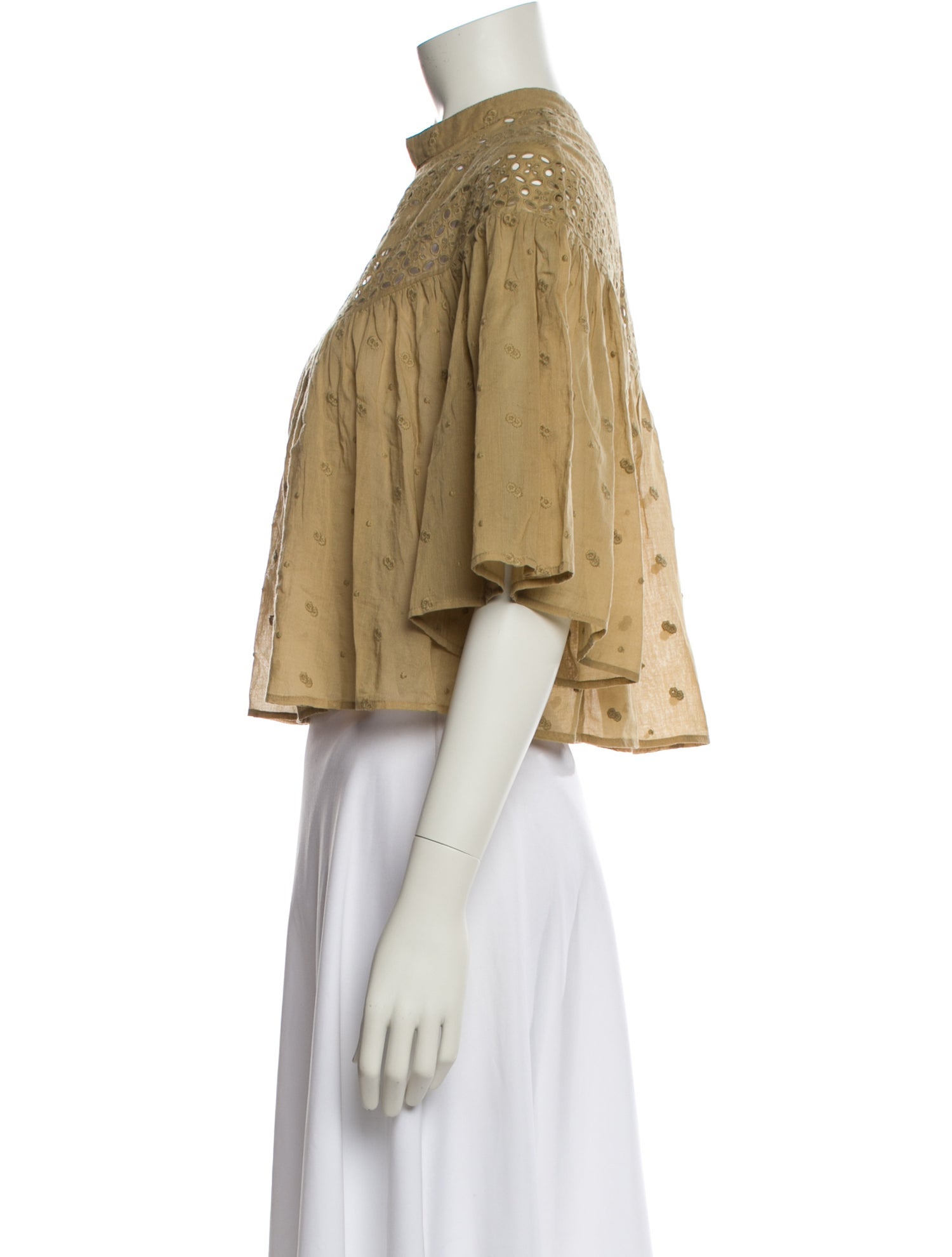 Nili Lotan Mock Neck Short Sleeve Crop Top