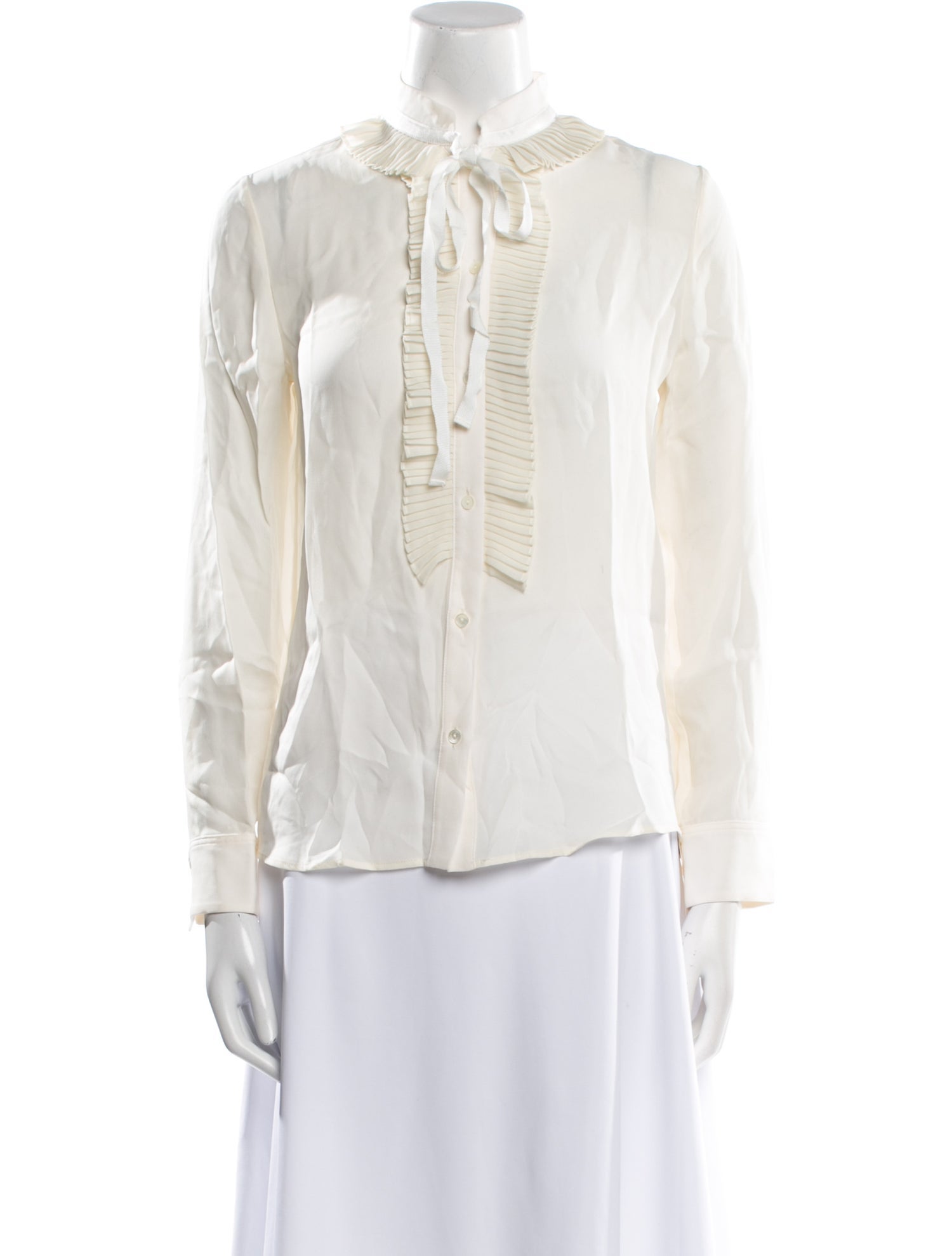 Nili Lotan Silk Mock Neck Button-Up Top w/ Tags