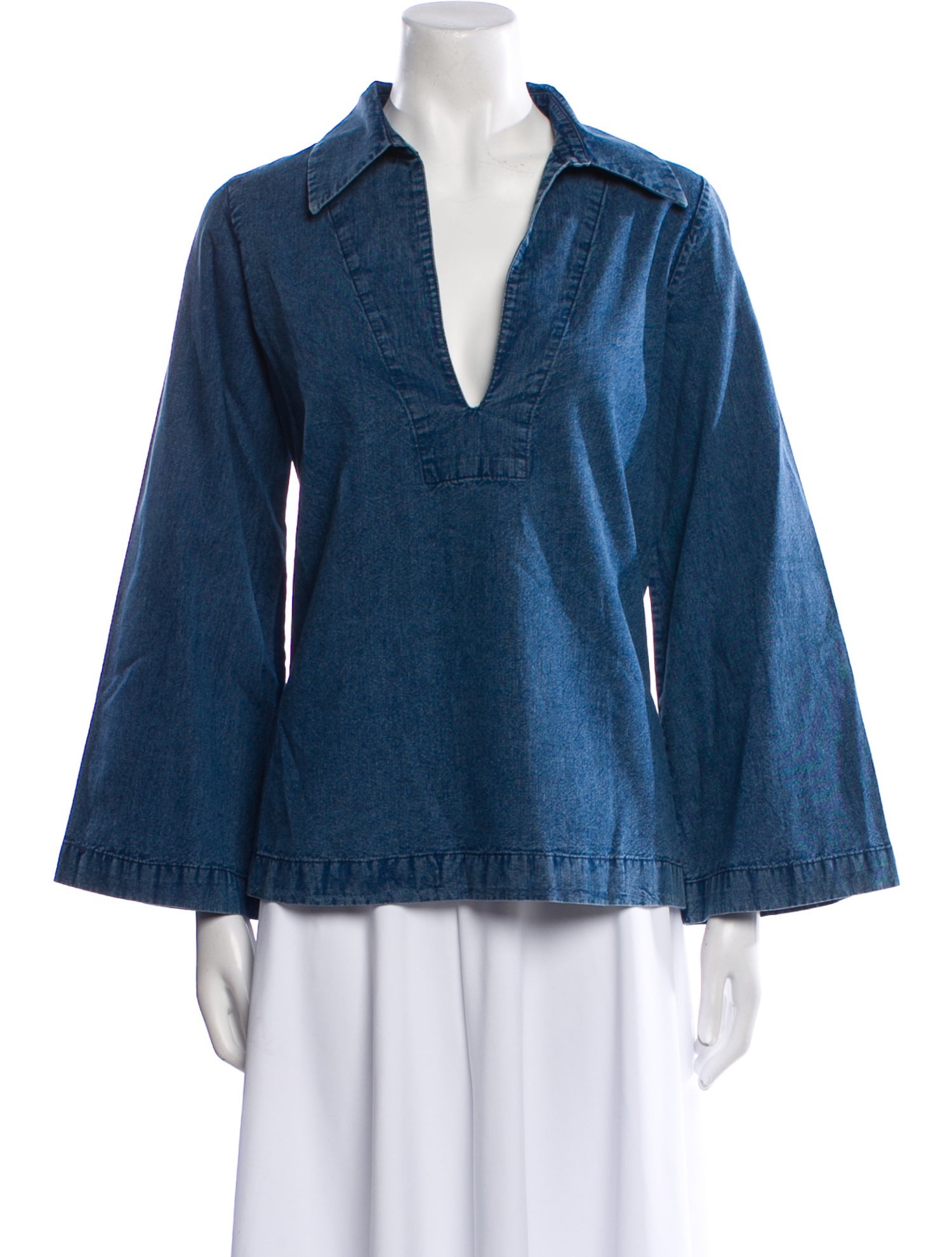 Nili Lotan V-Neck Long Sleeve Blouse