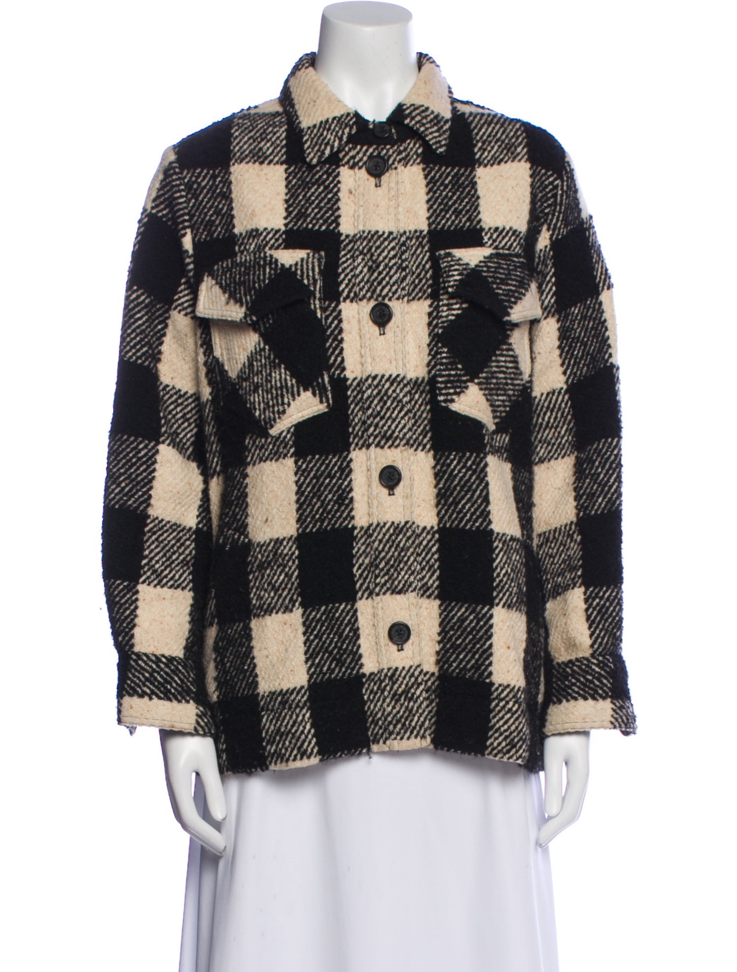 Nili Lotan Virgin Wool Plaid Print Jacket