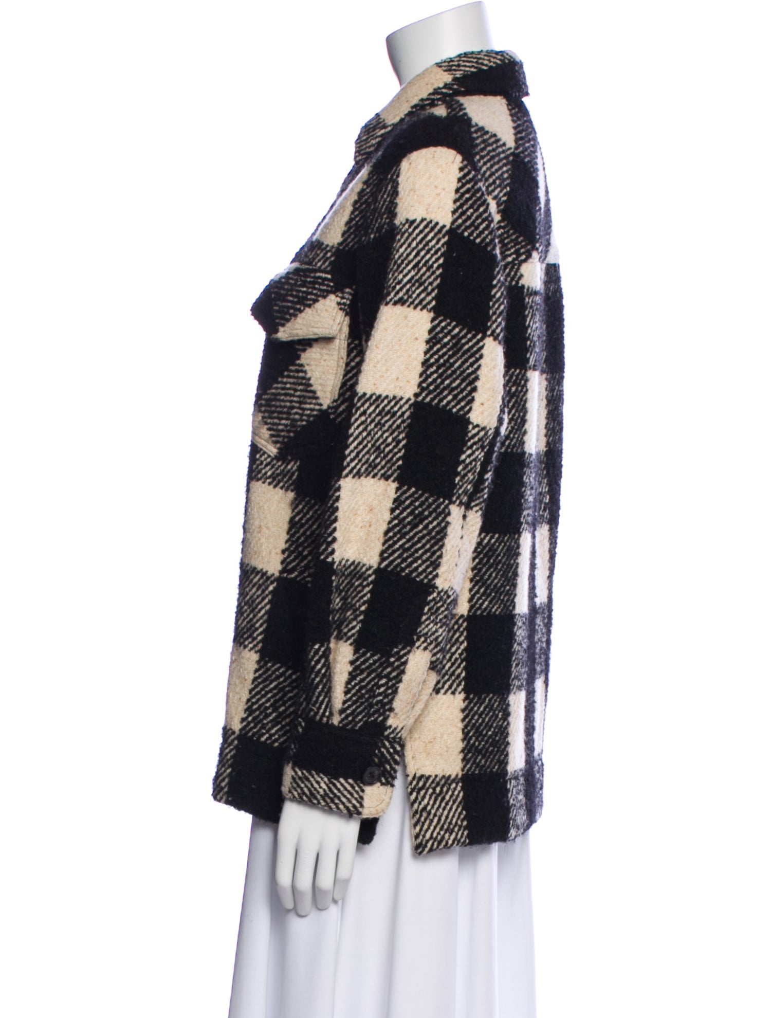Nili Lotan Virgin Wool Plaid Print Jacket