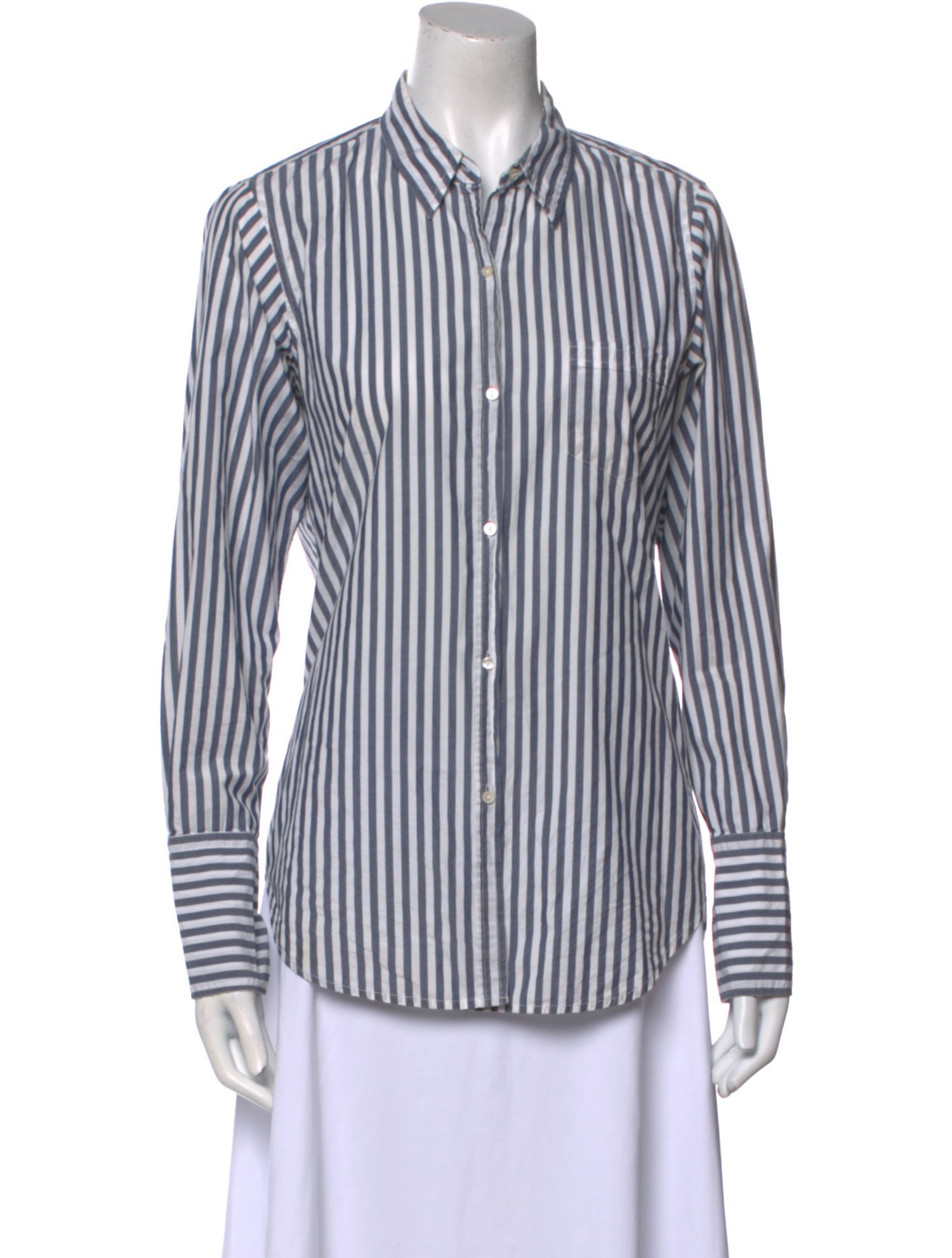 Nili Lotan Striped Long Sleeve Button-Up Top