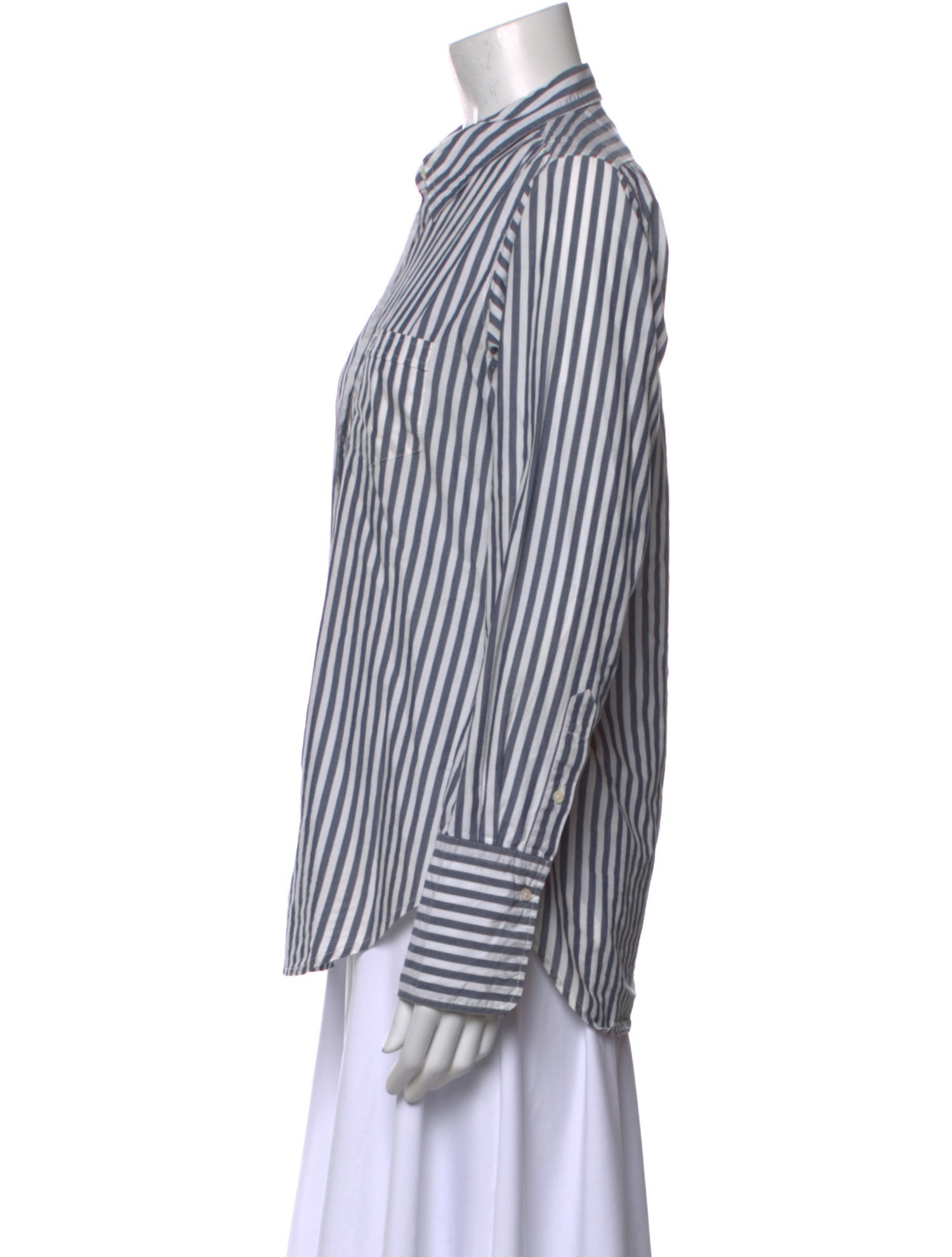 Nili Lotan Striped Long Sleeve Button-Up Top