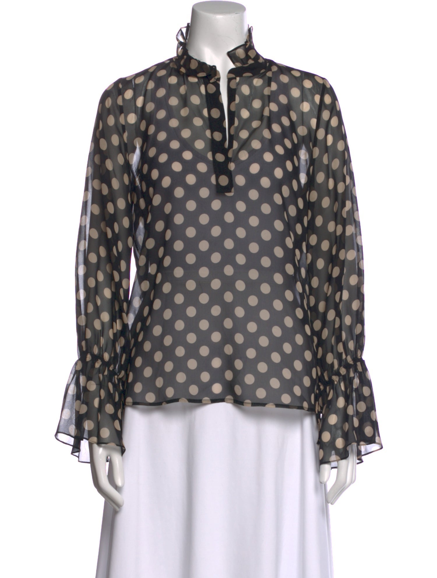 Nili Lotan Silk Polka Dot Print Blouse