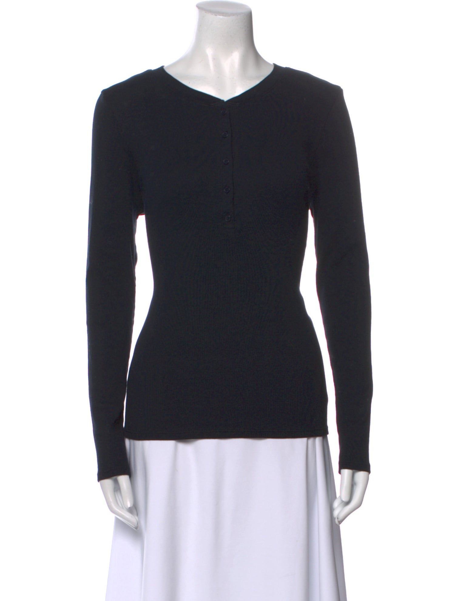 Nili Lotan V-Neck Long Sleeve Top