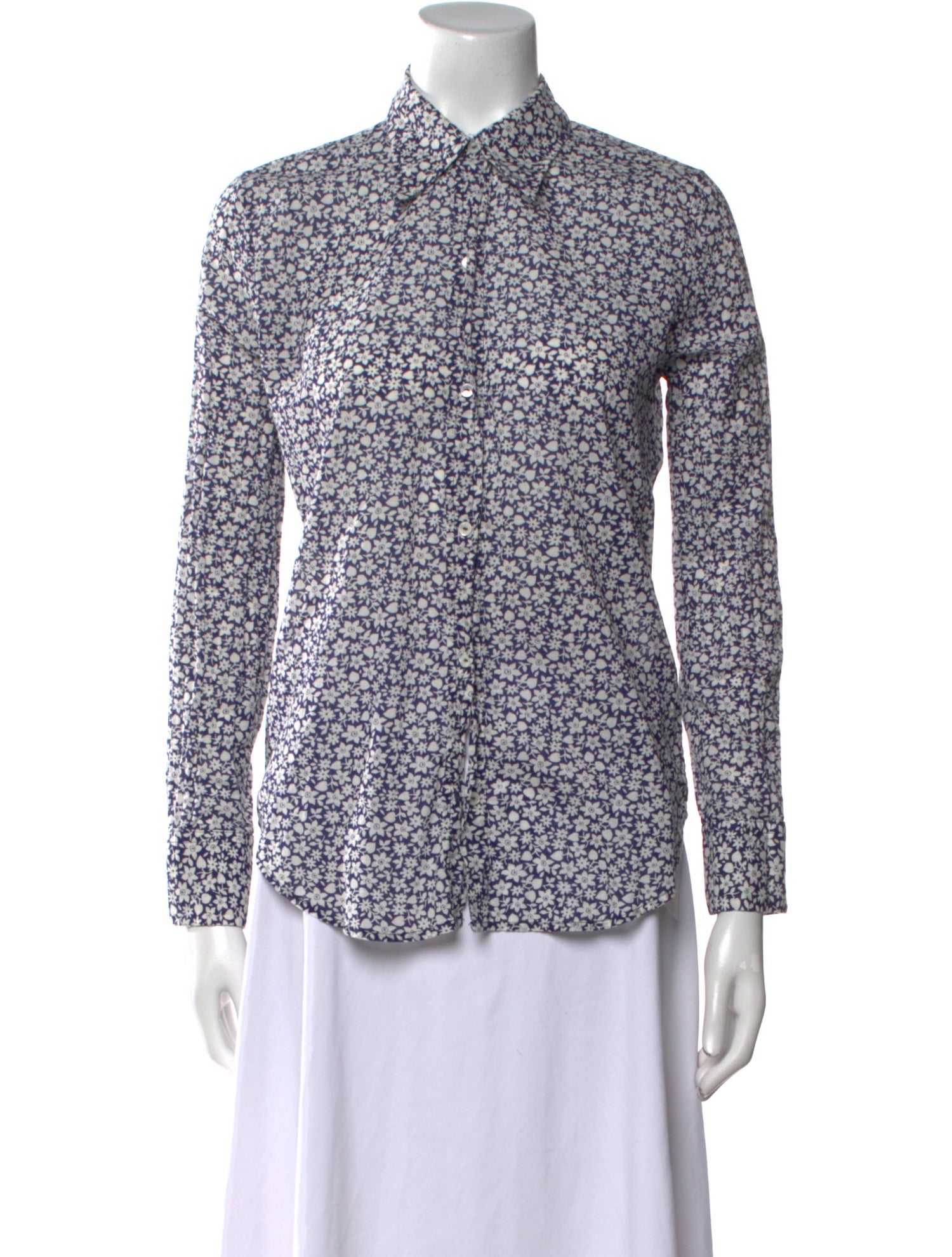 Nili Lotan Printed Long Sleeve Button-Up Top