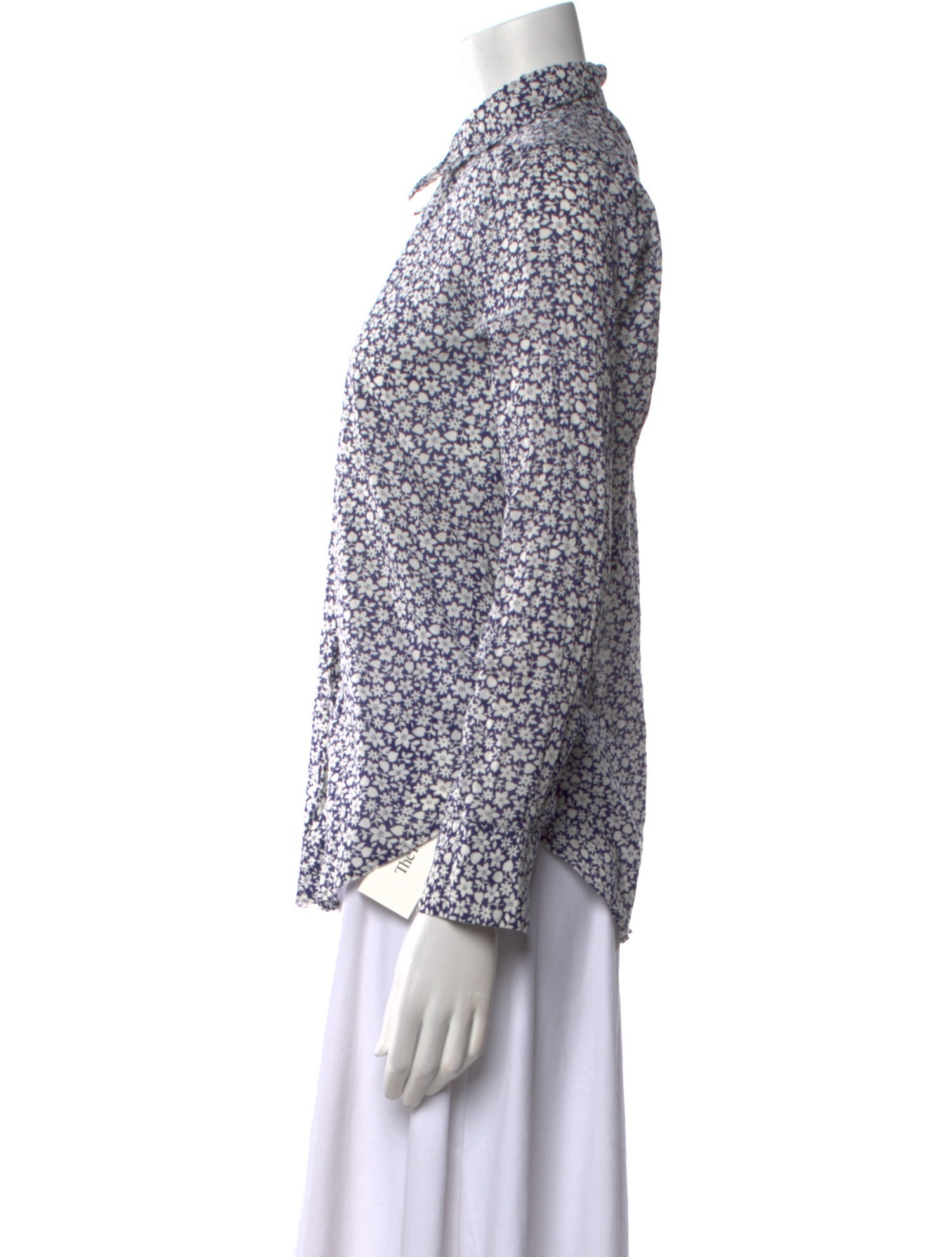 Nili Lotan Printed Long Sleeve Button-Up Top