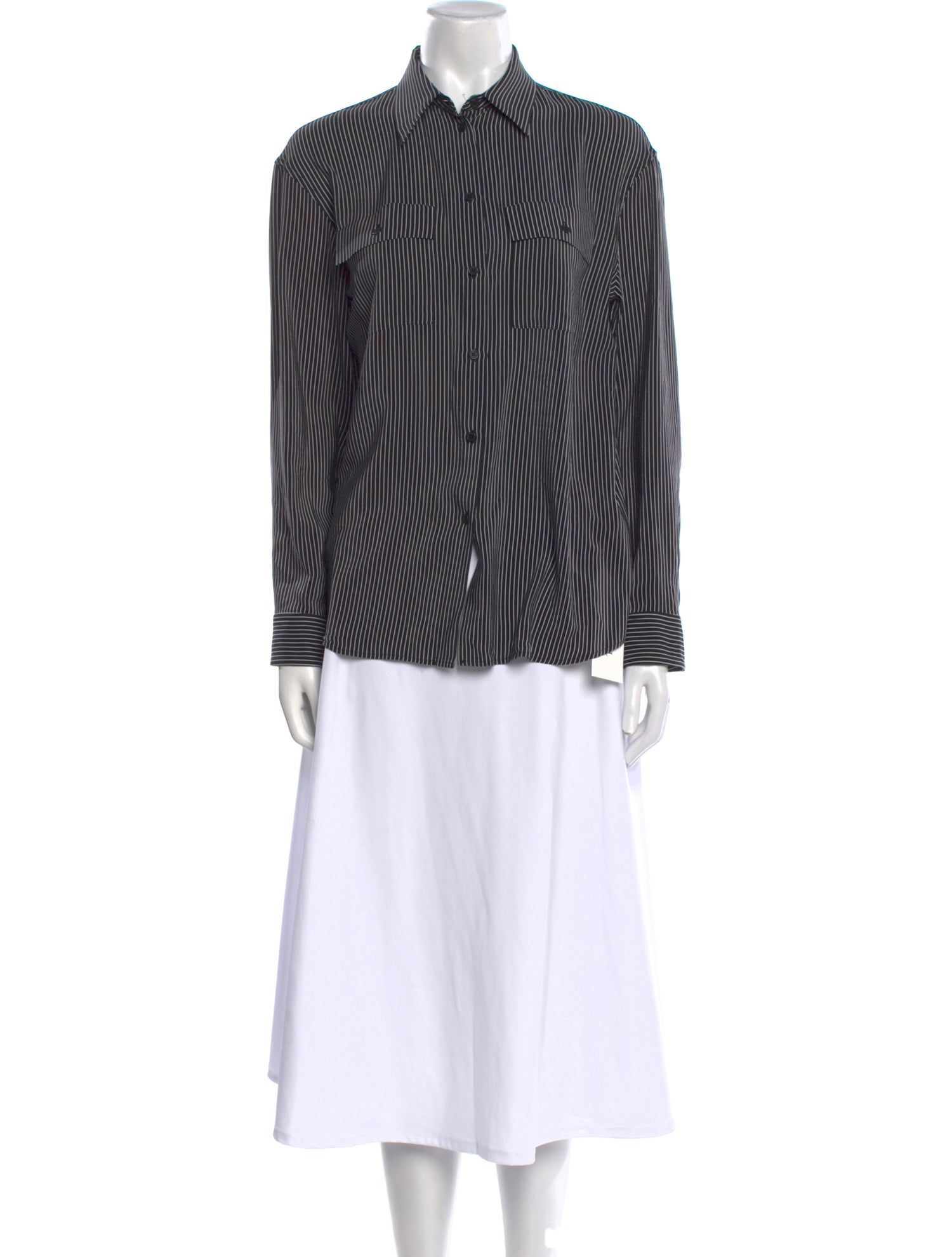 Nili Lotan Silk Striped Button-Up Top