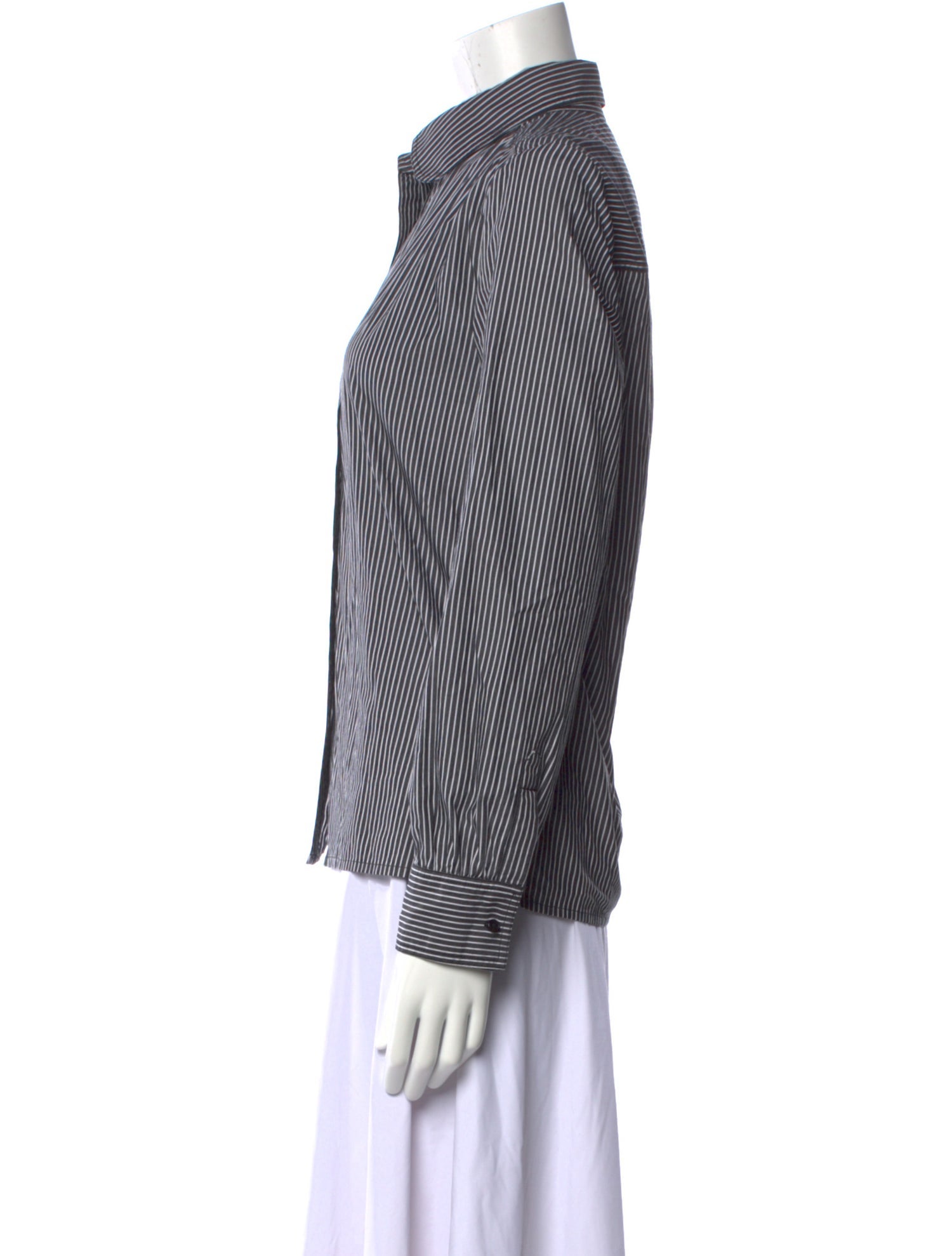 Nili Lotan Striped Long Sleeve Button-Up Top