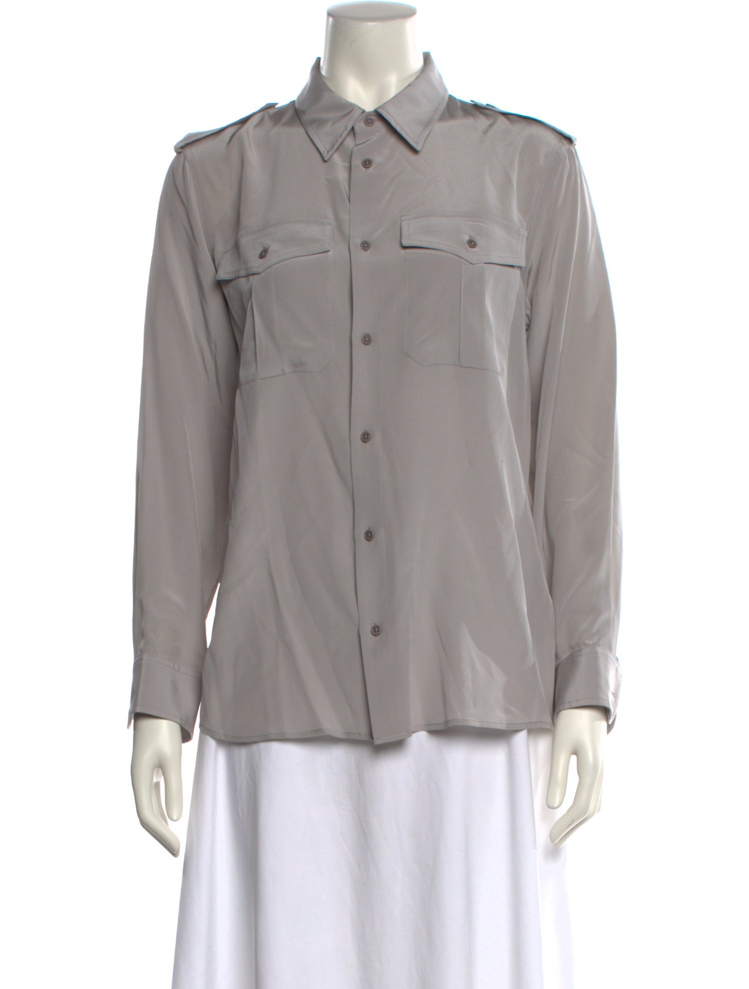 Nili Lotan Silk Long Sleeve Button-Up Top