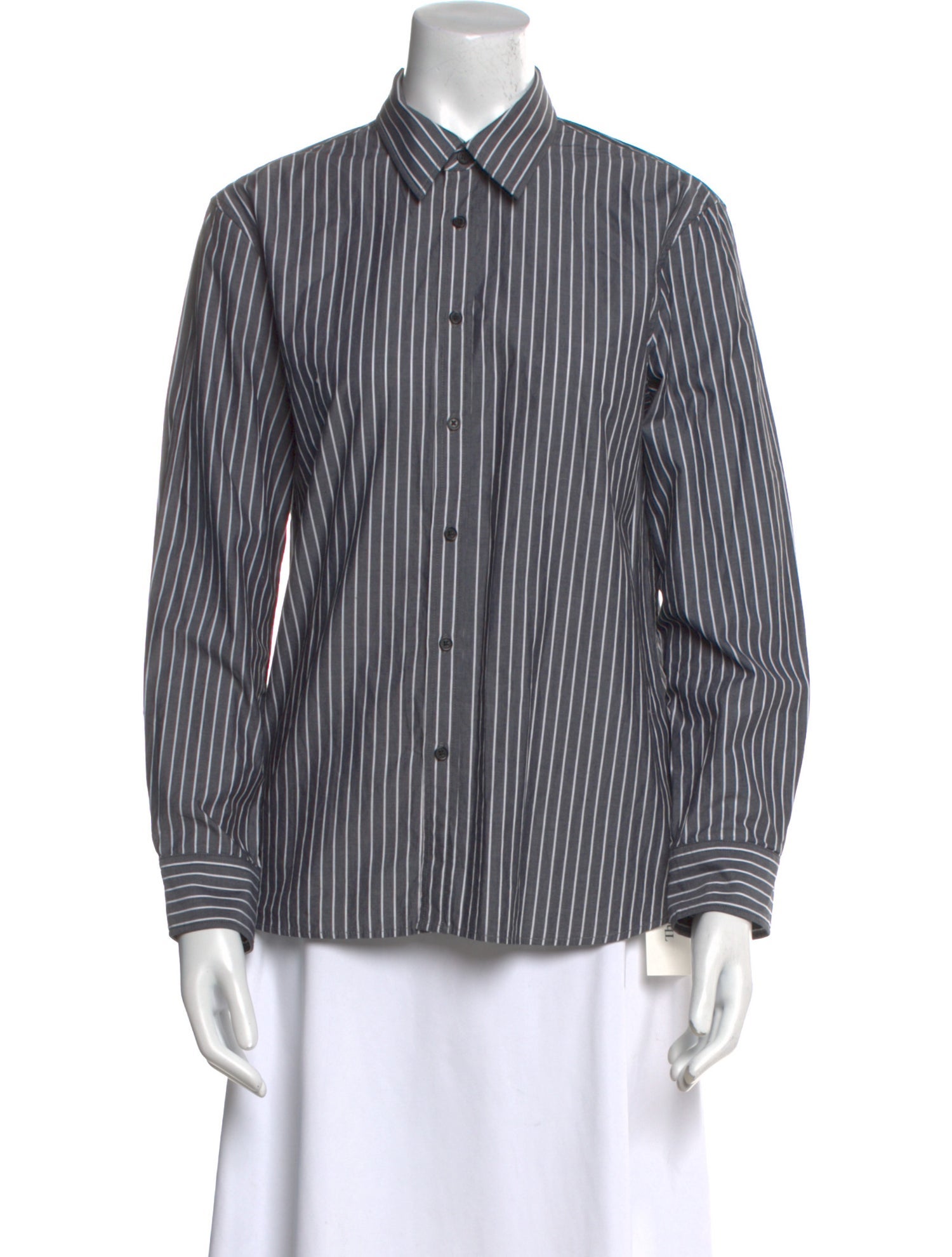 Nili Lotan Striped Long Sleeve Button-Up Top