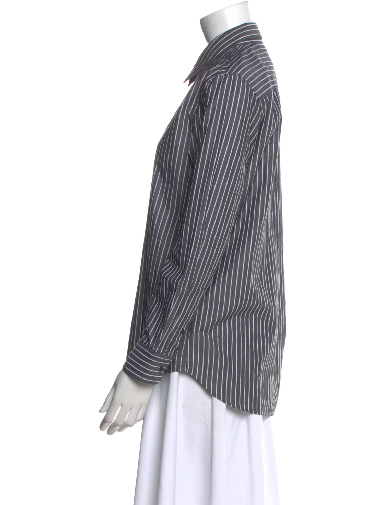Nili Lotan Striped Long Sleeve Button-Up Top