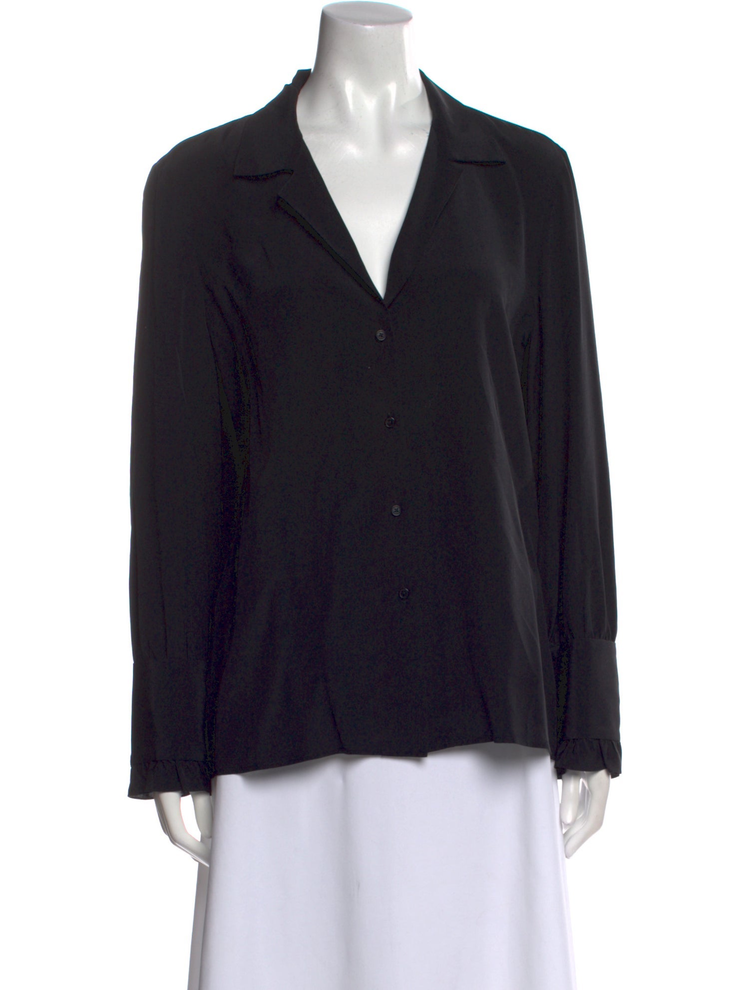 Nili Lotan Silk V-Neck Button-Up Top