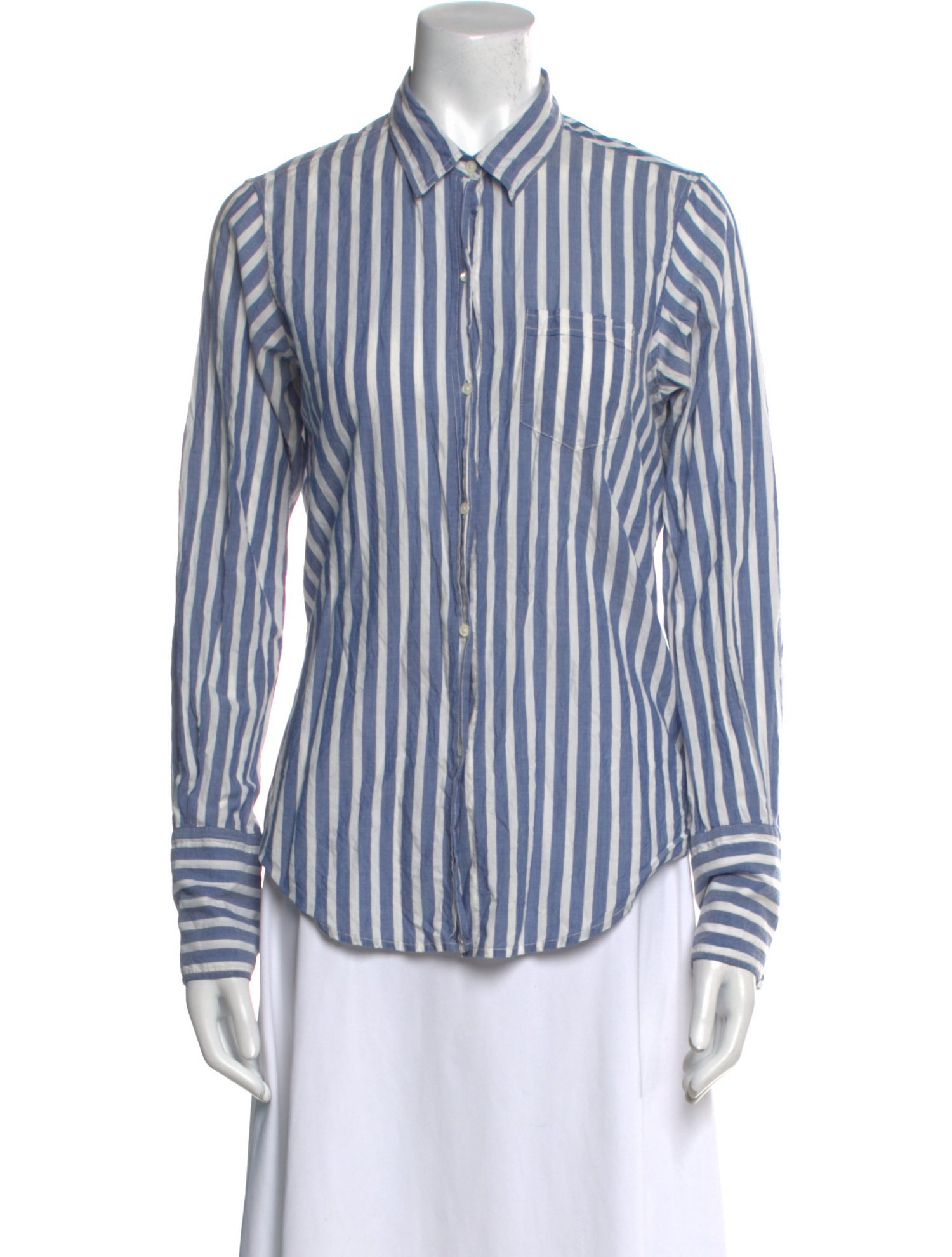 Nili Lotan Striped Long Sleeve Button-Up Top