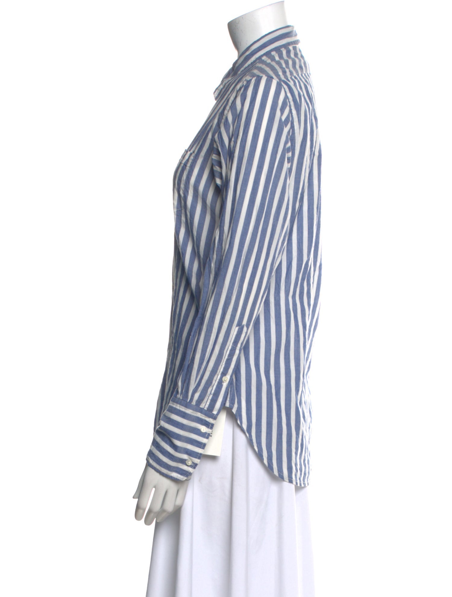 Nili Lotan Striped Long Sleeve Button-Up Top