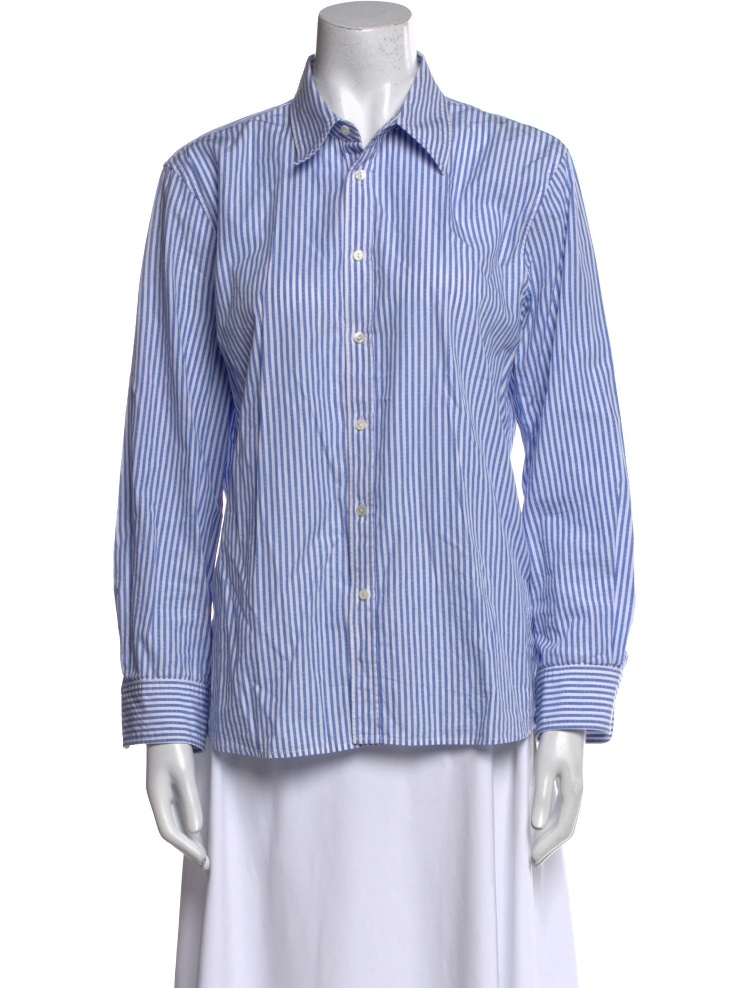 Nili Lotan Striped Long Sleeve Button-Up Top