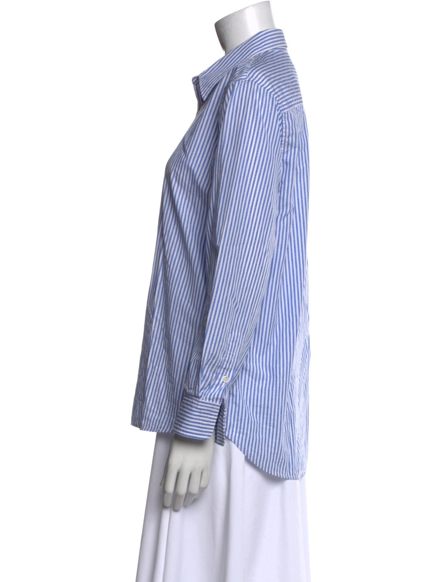 Nili Lotan Striped Long Sleeve Button-Up Top