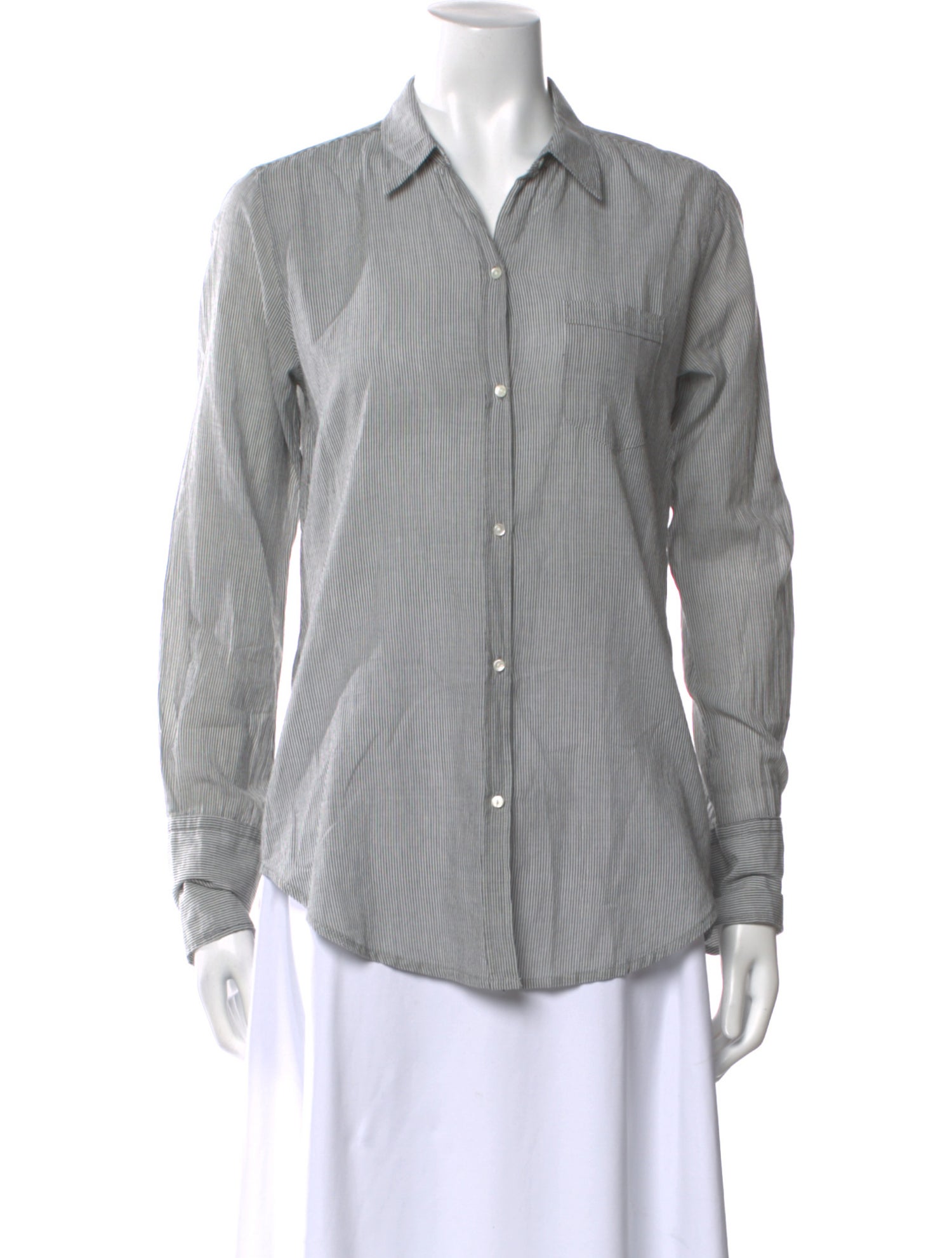 Nili Lotan Striped Long Sleeve Button-Up Top