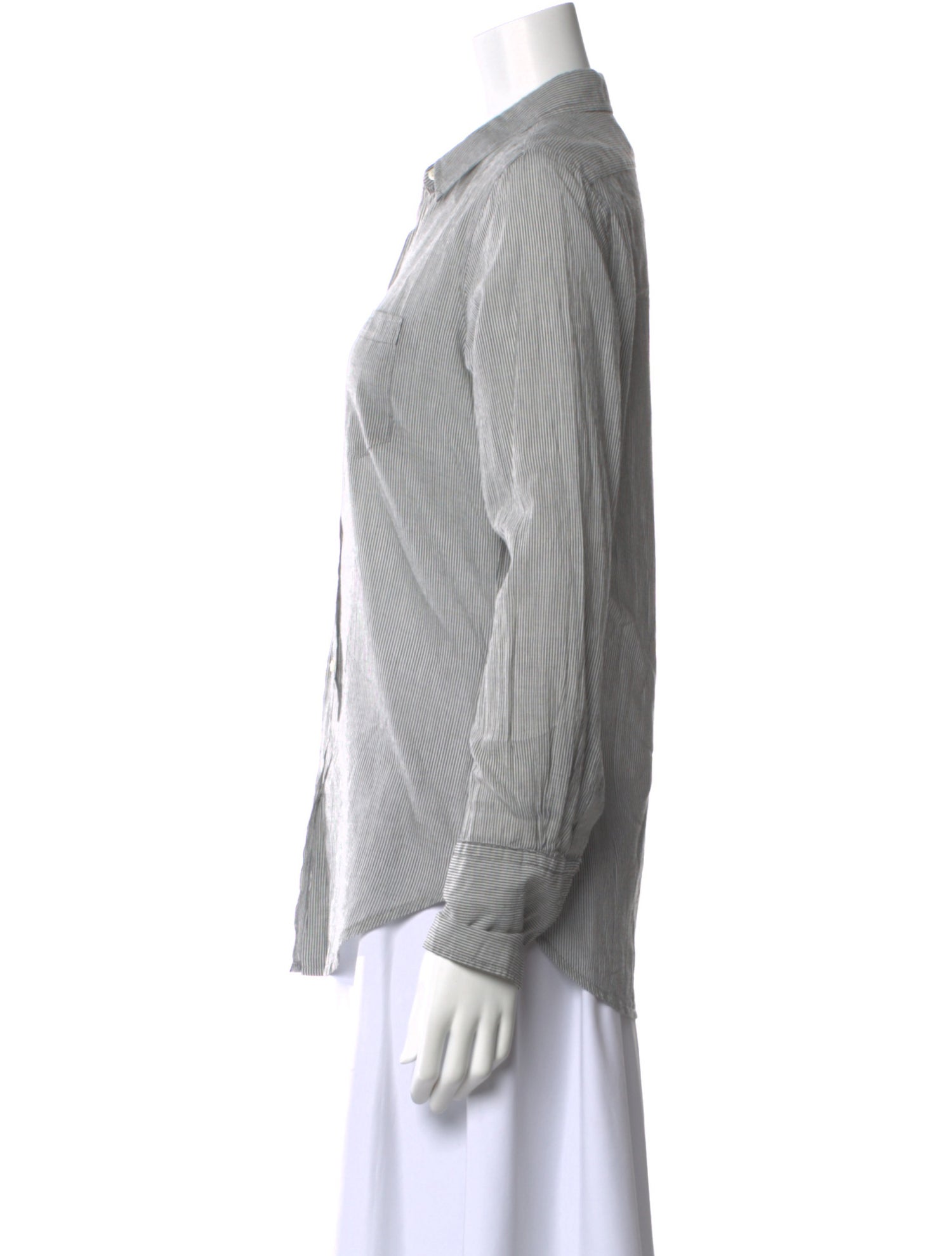 Nili Lotan Striped Long Sleeve Button-Up Top