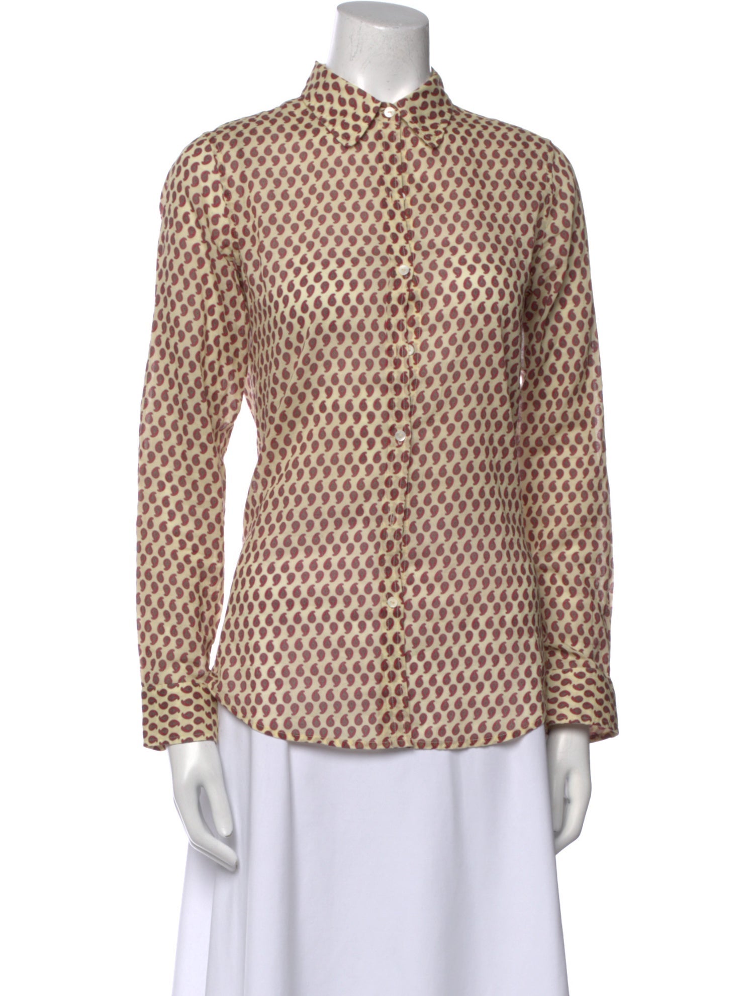 Nili Lotan Printed Long Sleeve Button-Up Top