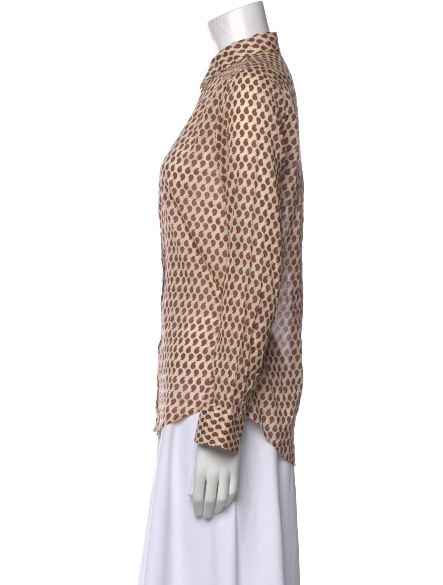 Nili Lotan Printed Long Sleeve Button-Up Top