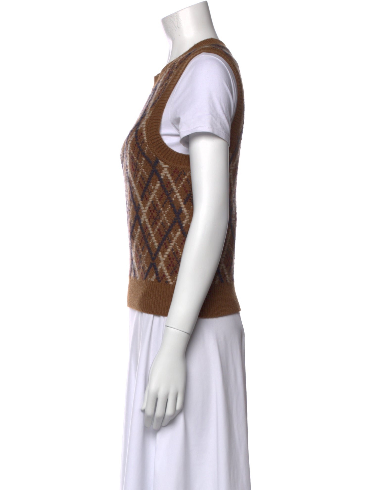 Nili Lotan Wool Plaid Print T-Shirt