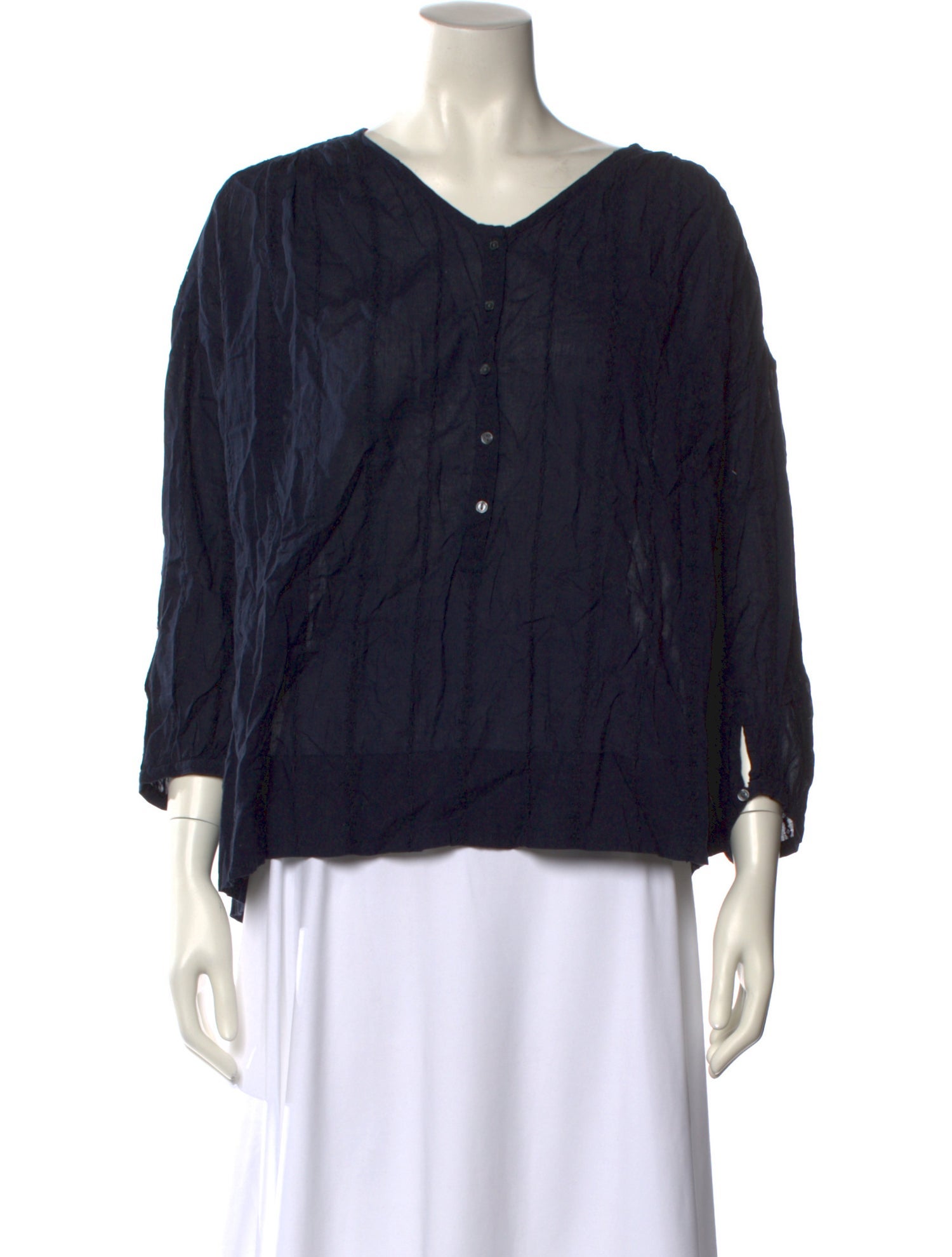 Nili Lotan V-Neck Three-Quarter Sleeve Blouse