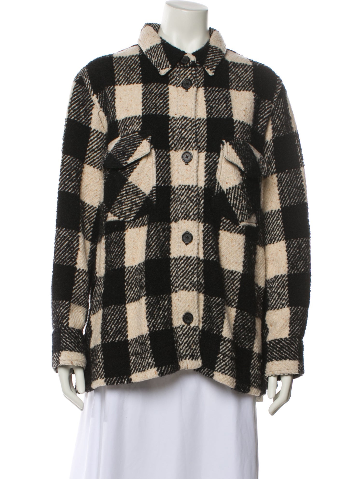 Nili Lotan Virgin Wool Plaid Print Evening Jacket