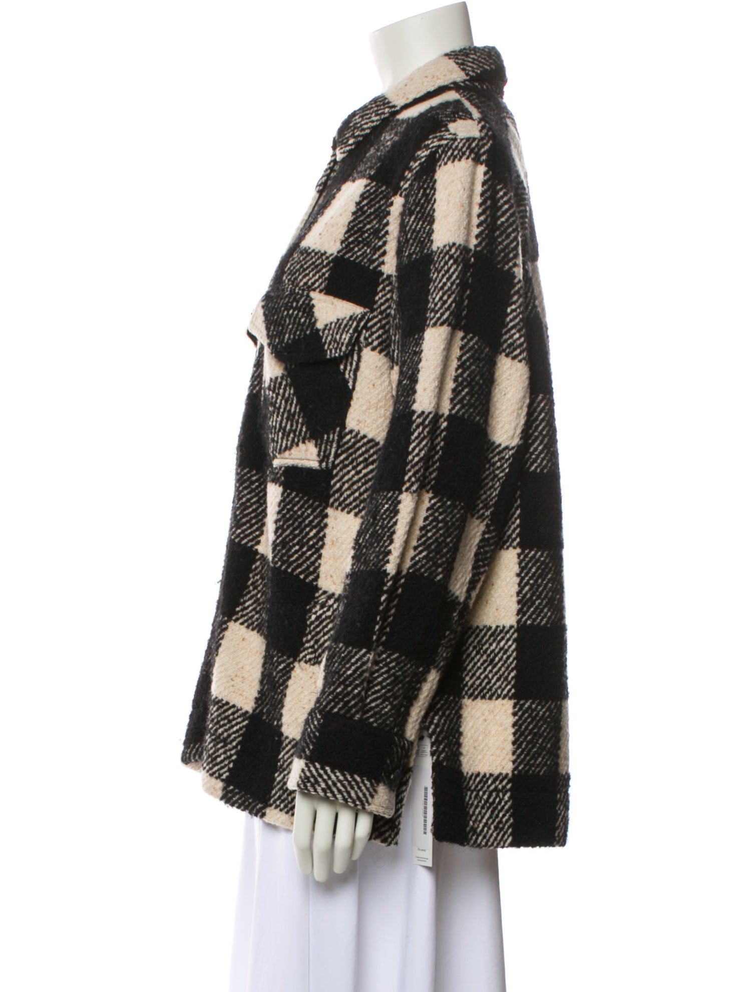 Nili Lotan Virgin Wool Plaid Print Evening Jacket