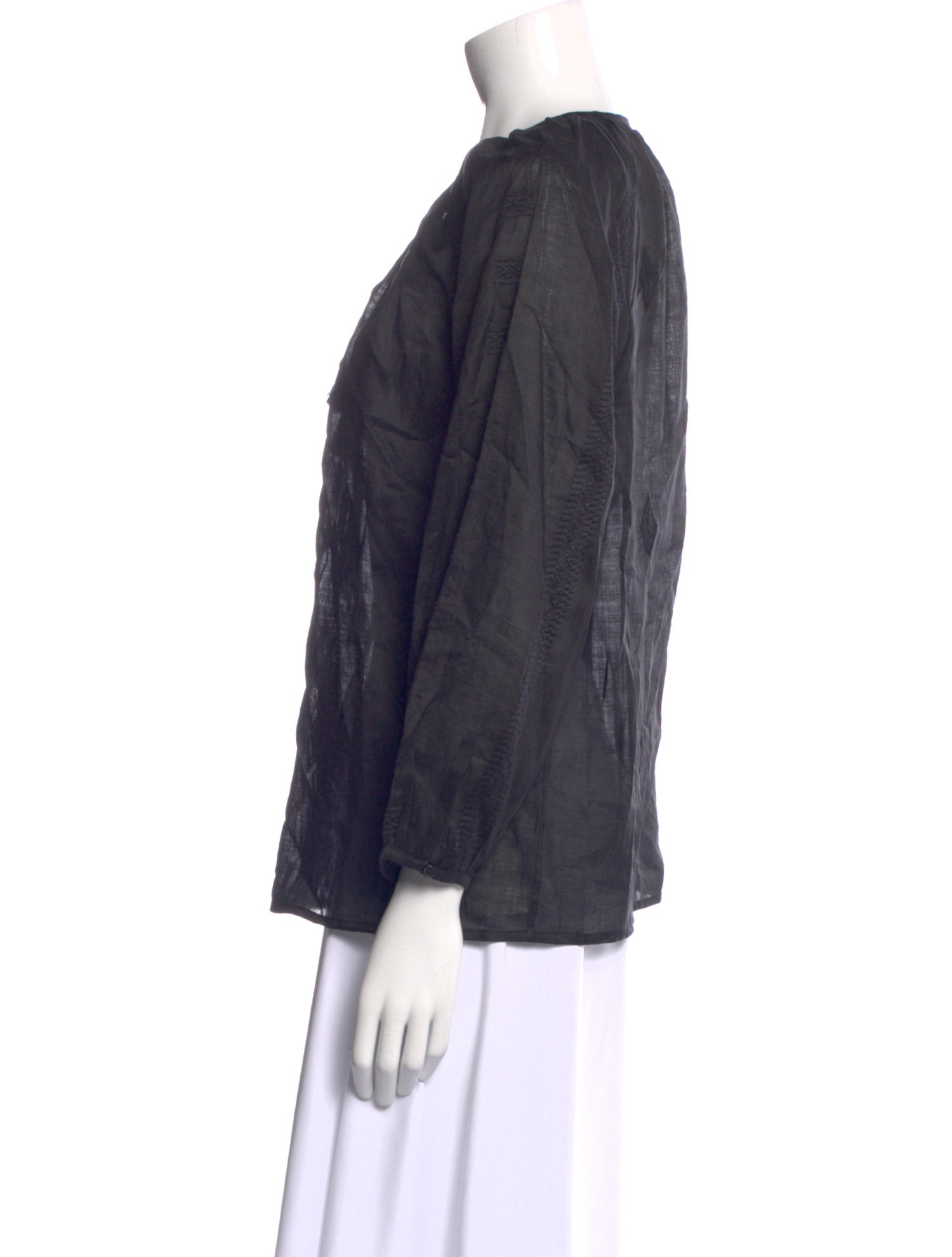 Nili Lotan Scoop Neck Three-Quarter Sleeve Blouse