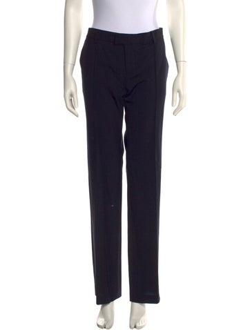 Pre-owned Nili Lotan Virgin Wool Straight Leg Pants In Blue