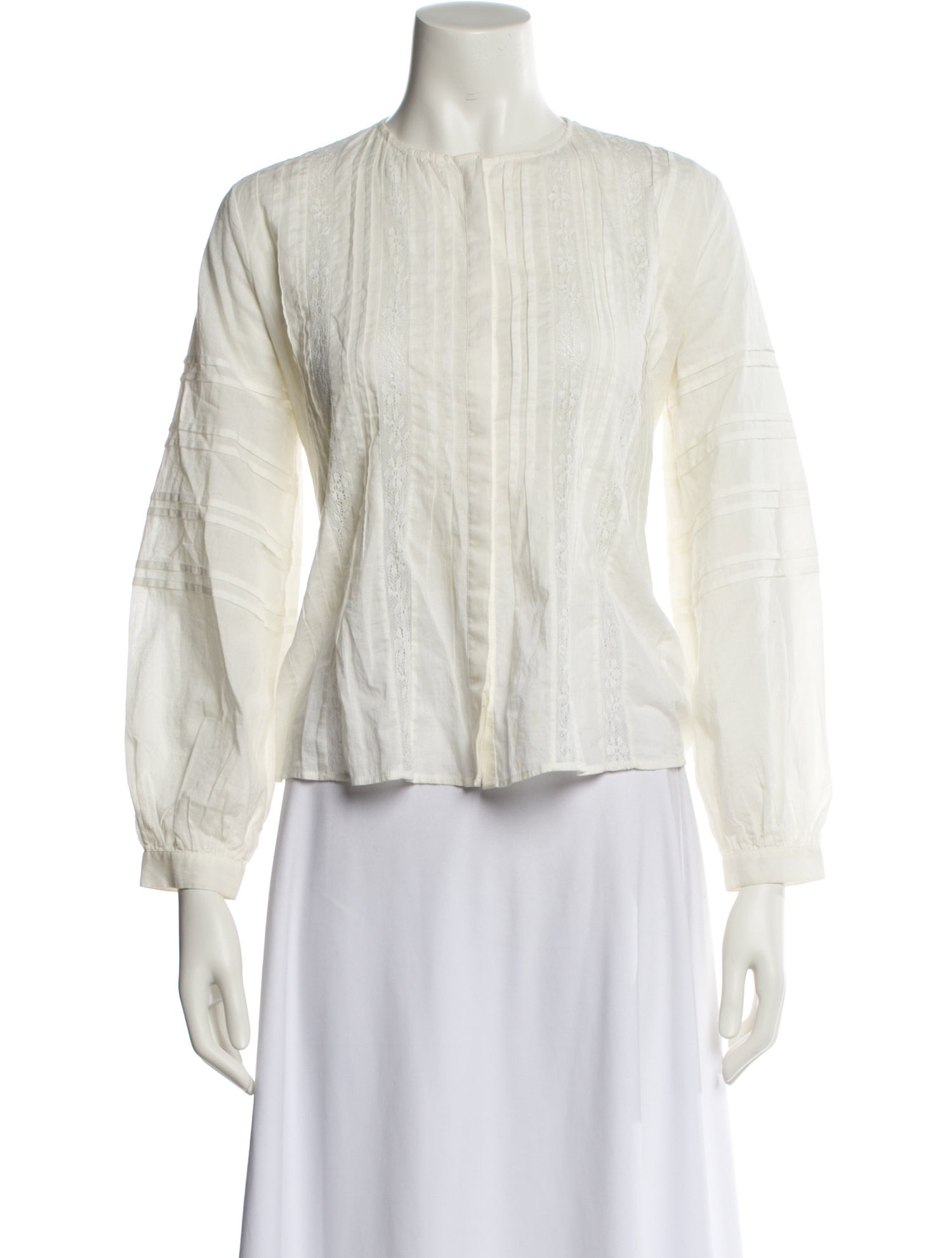 Nili Lotan Crew Neck Three-Quarter Sleeve Blouse