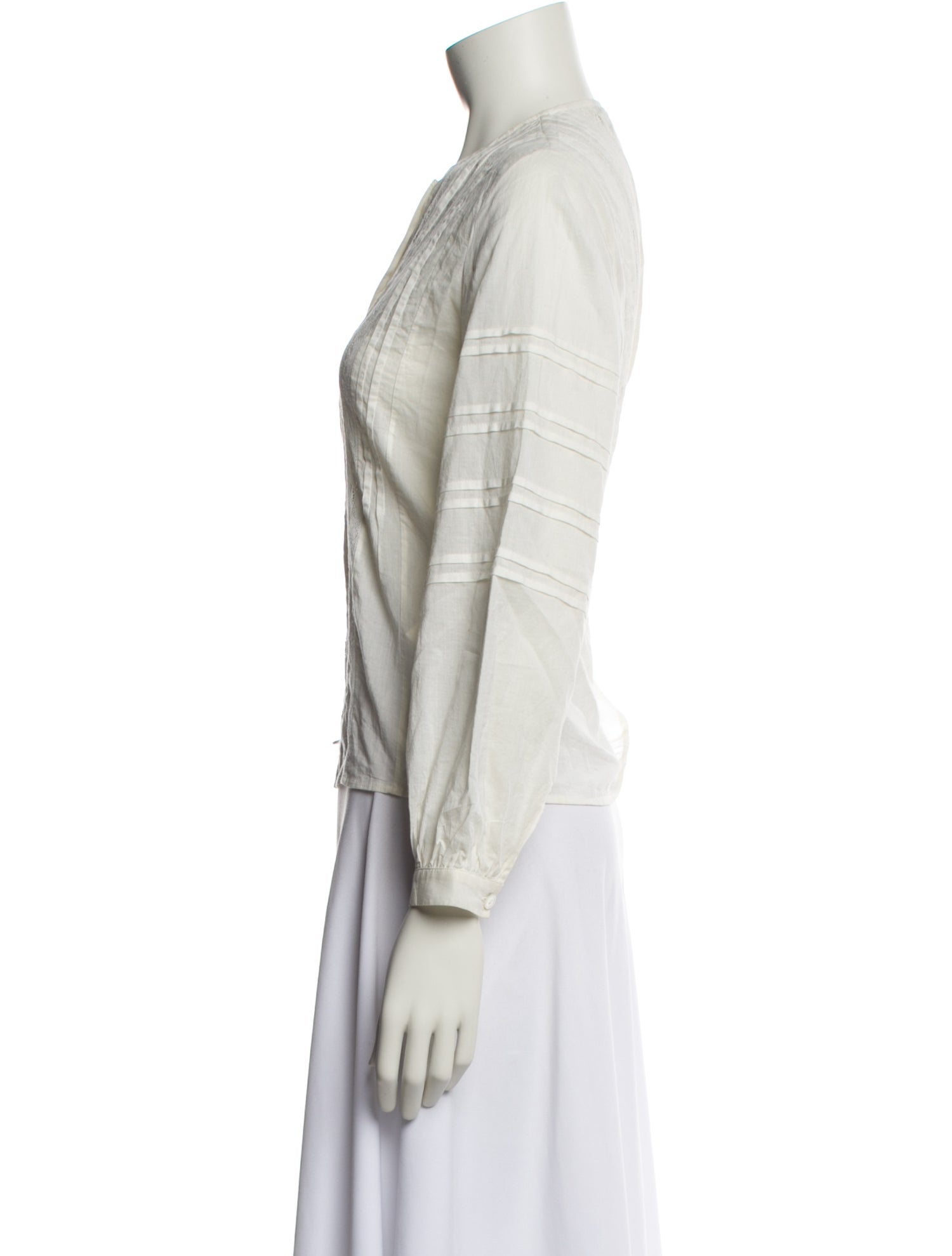 Nili Lotan Crew Neck Three-Quarter Sleeve Blouse