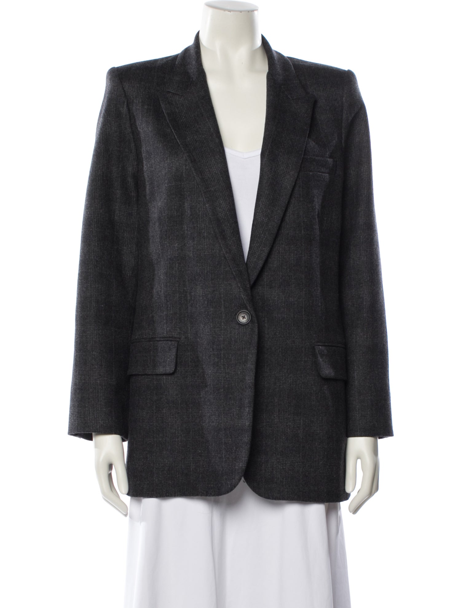 Nili Lotan Wool Plaid Print Blazer
