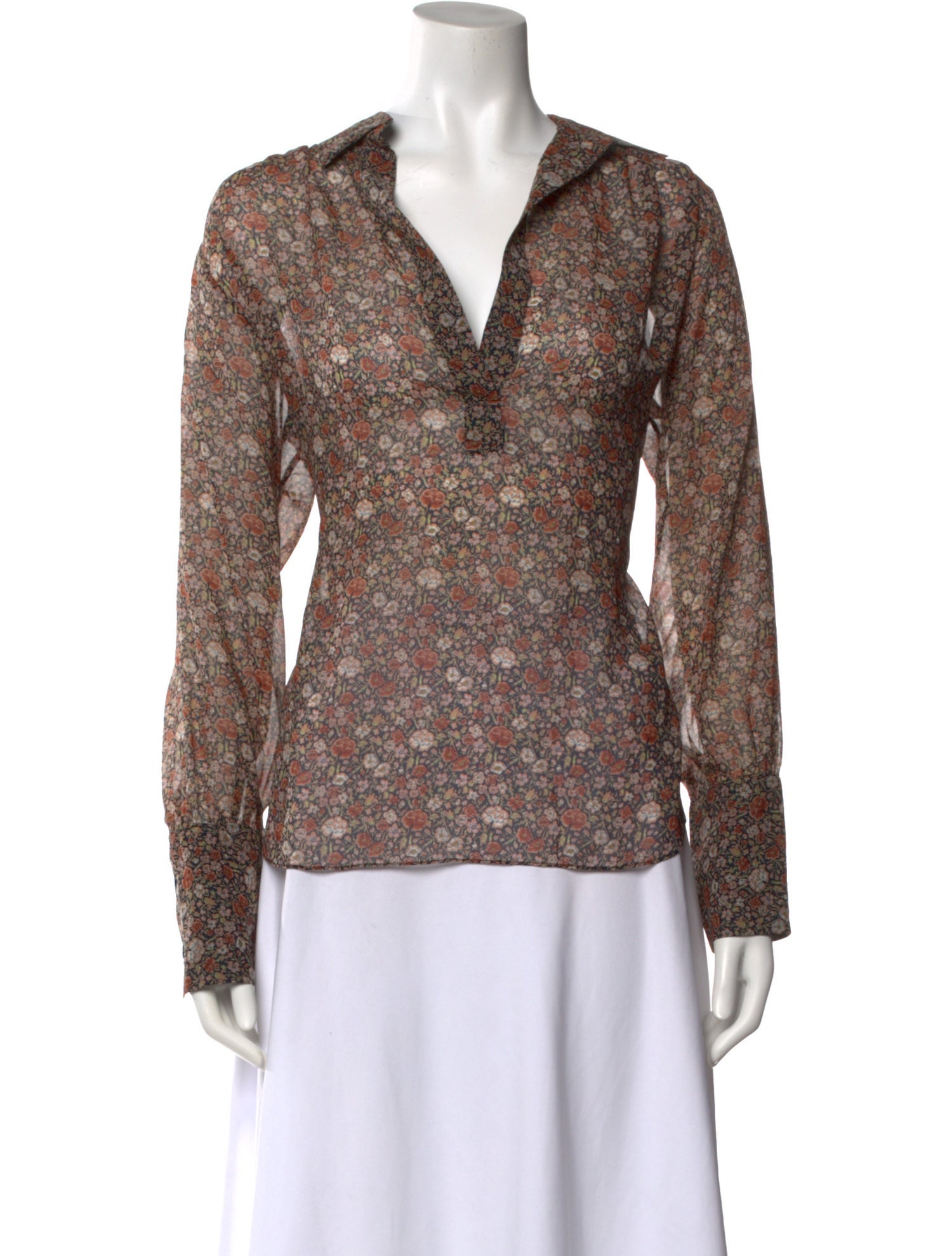 Nili Lotan Silk Floral Print Blouse