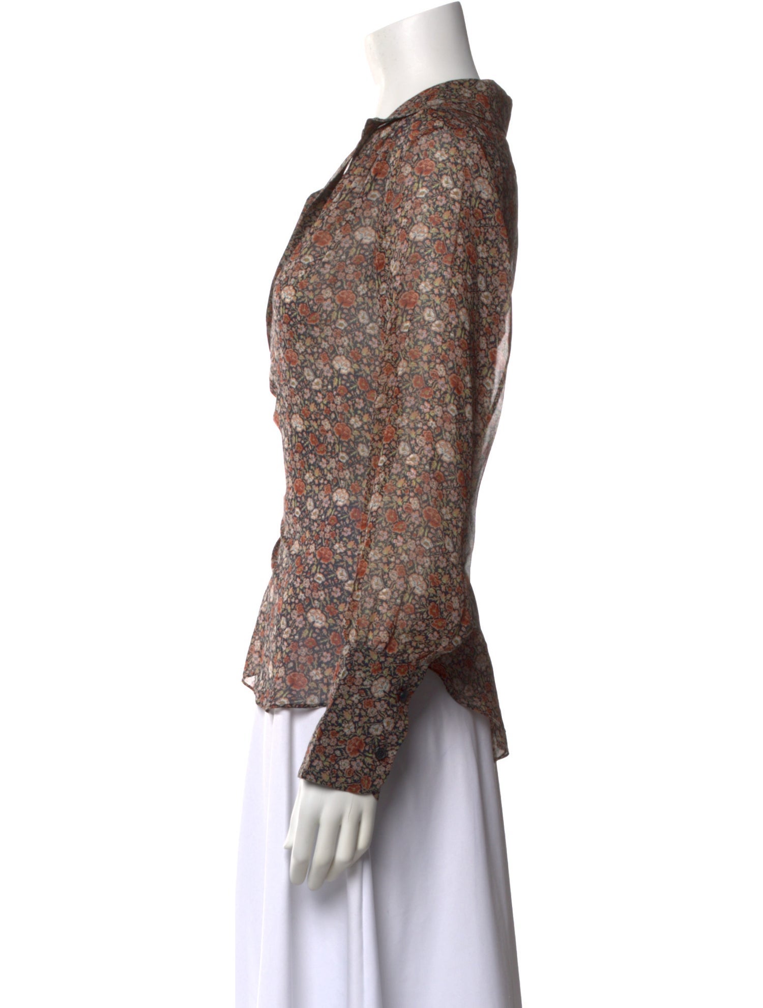 Nili Lotan Silk Floral Print Blouse