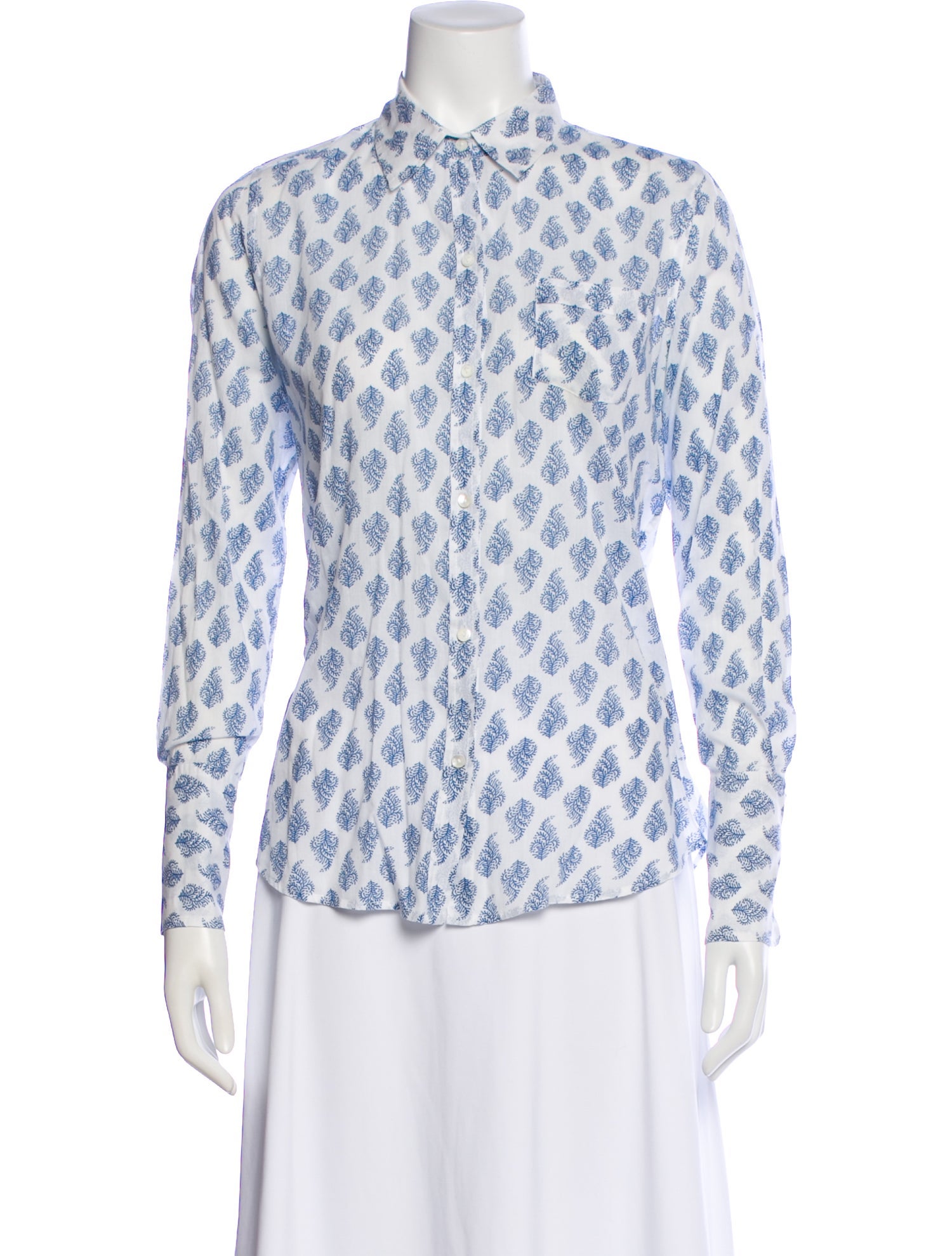 Nili Lotan Floral Print Long Sleeve Button-Up Top