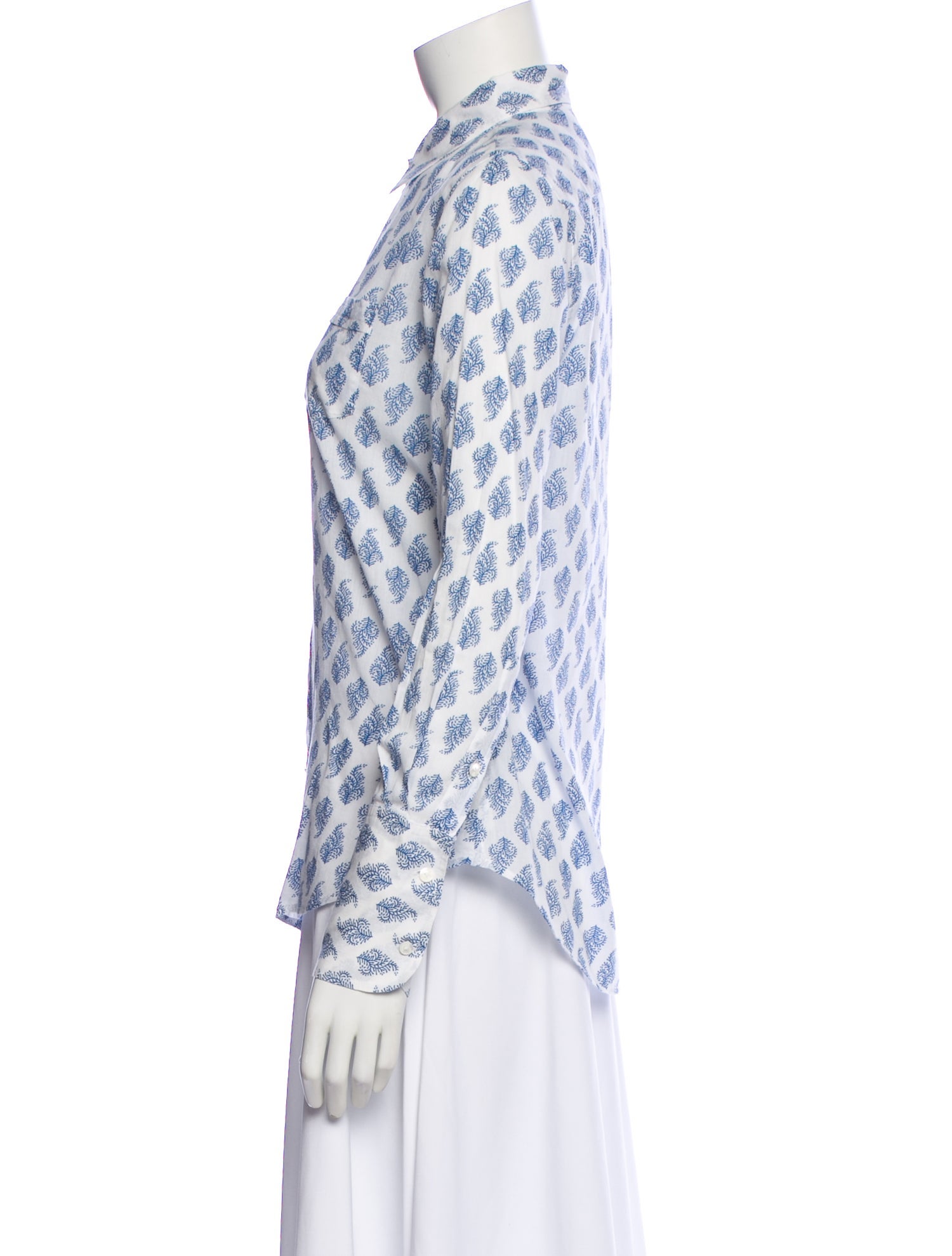 Nili Lotan Floral Print Long Sleeve Button-Up Top