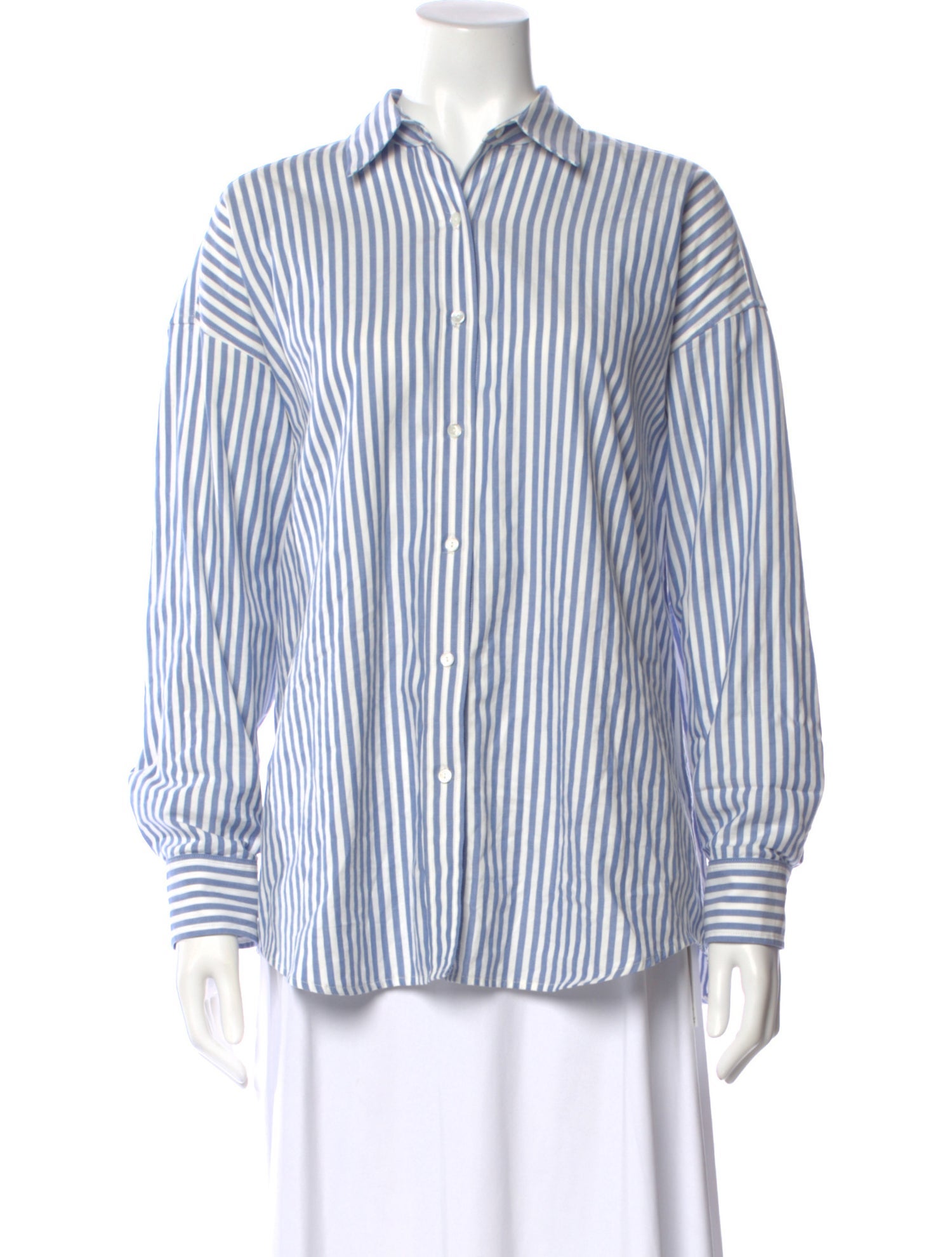 Nili Lotan Striped Long Sleeve Button-Up Top