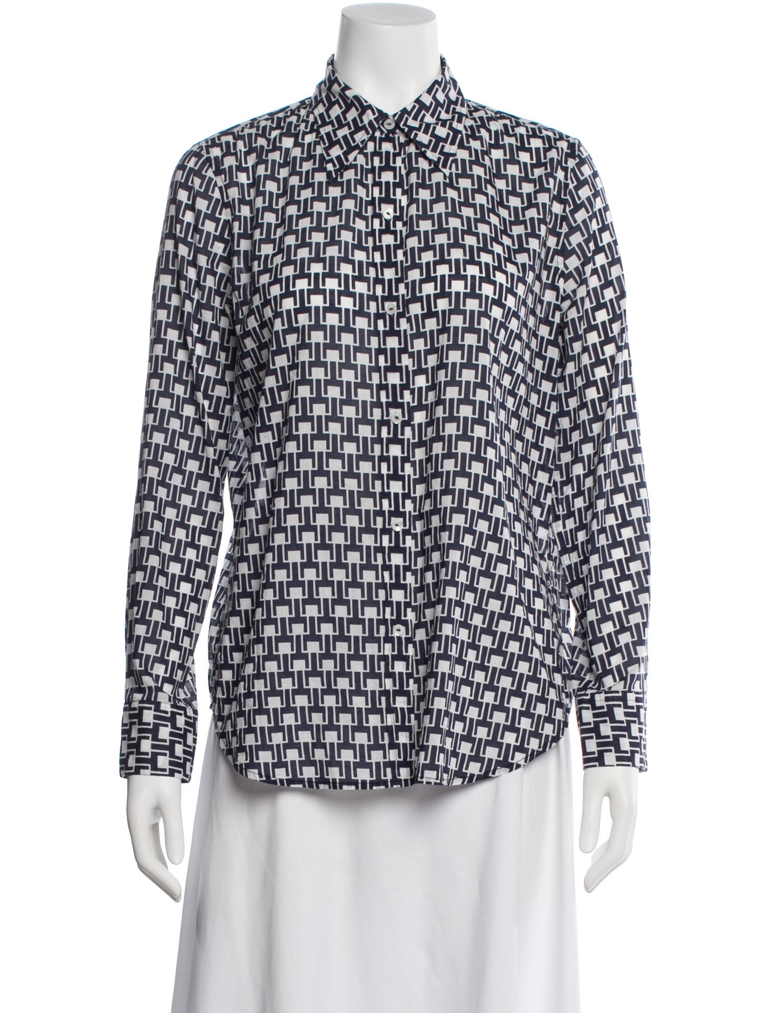 Nili Lotan Patterned Long Sleeve Blouse