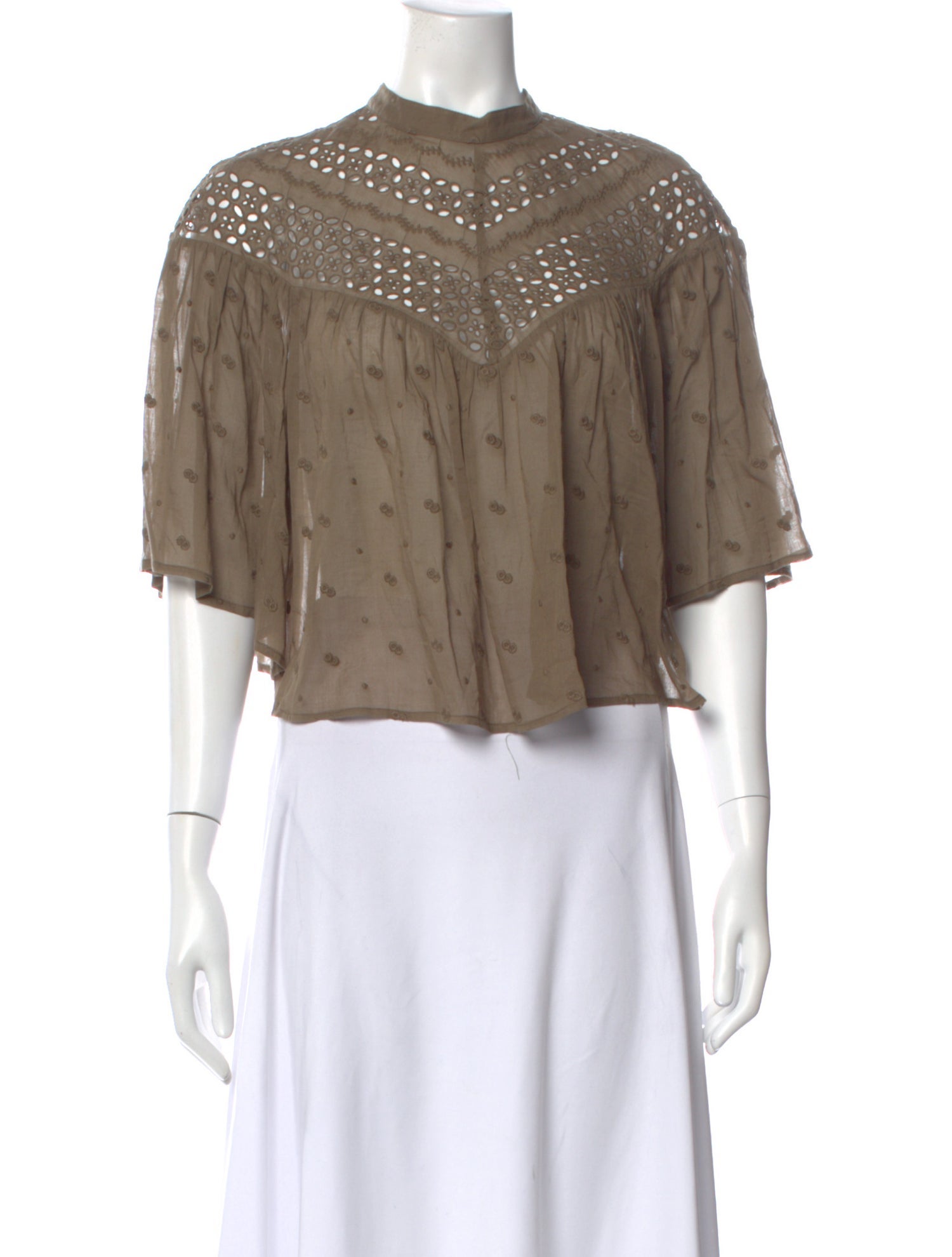 Nili Lotan Patterned Mock Neck Blouse