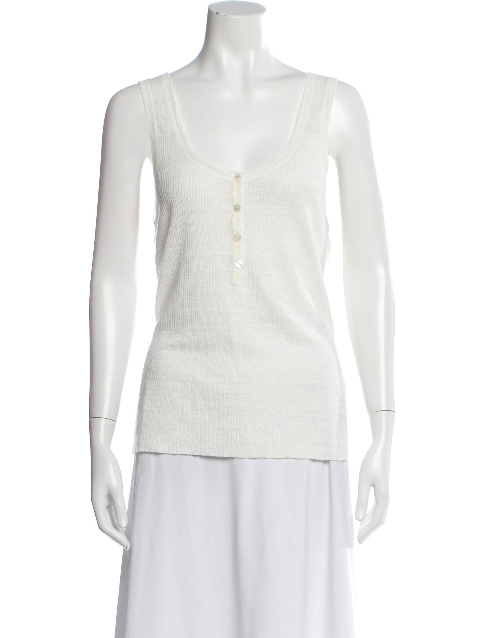 Nili Lotan Linen Scoop Neck Top