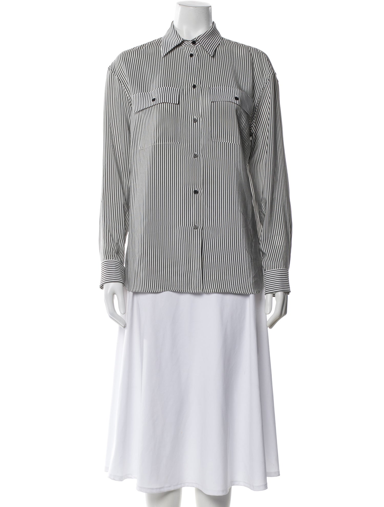 Nili Lotan Silk Striped Button-Up Top