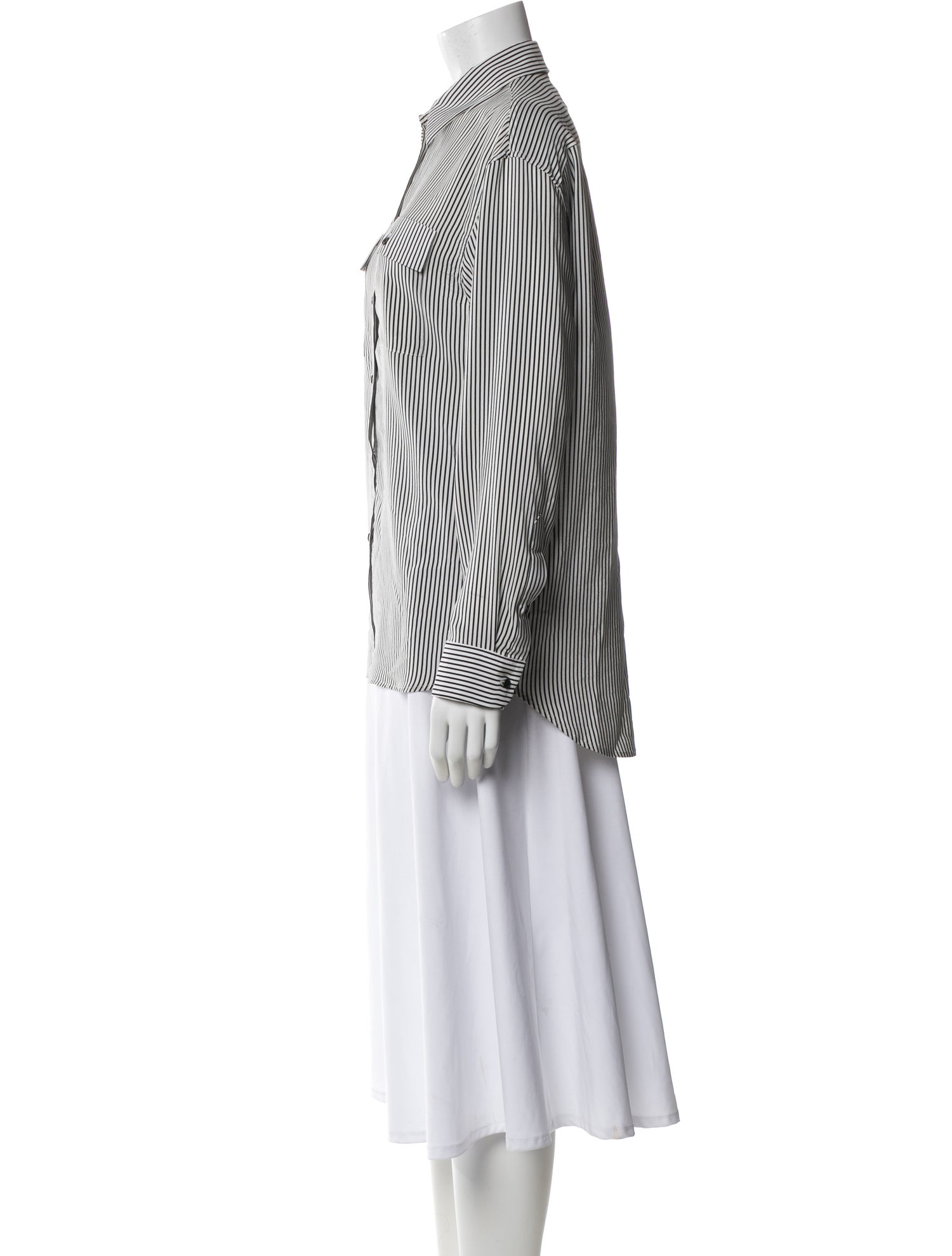 Nili Lotan Silk Striped Button-Up Top