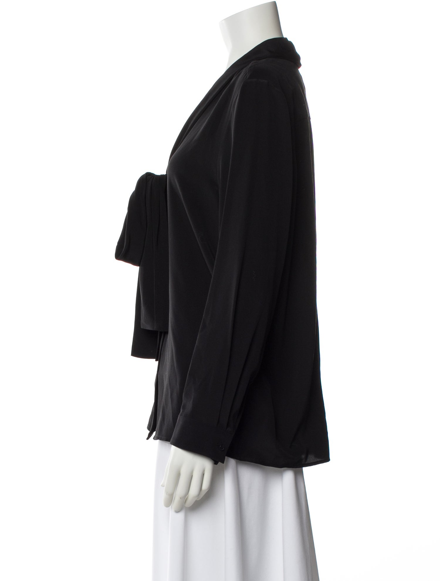 Nili Lotan Silk Tie Neck Blouse