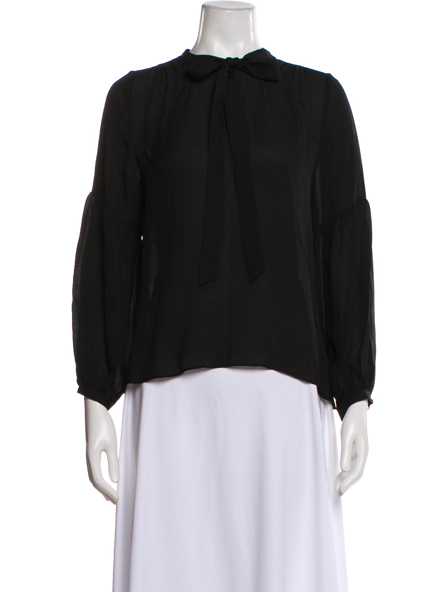 Nili Lotan Silk Tie Neck Blouse