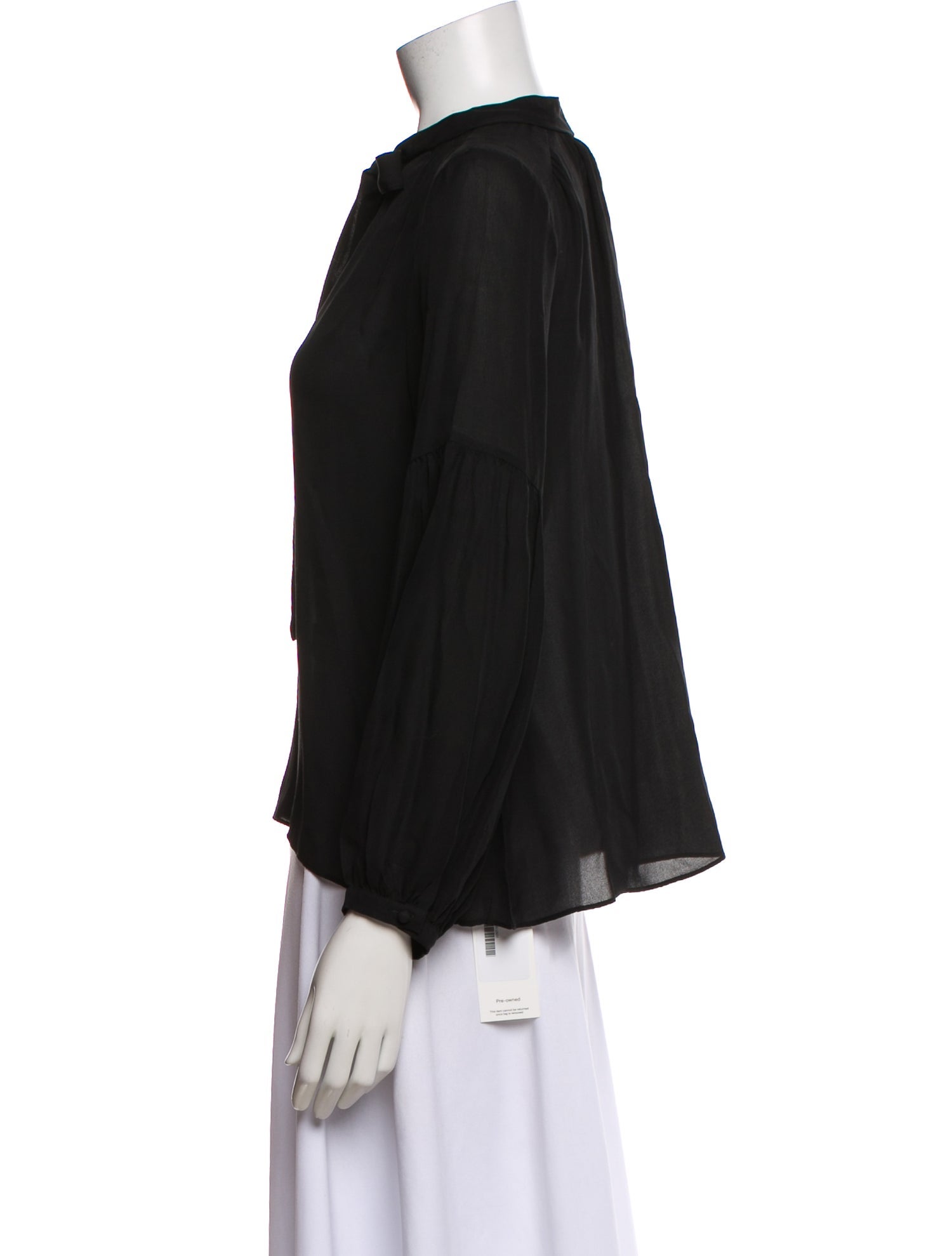 Nili Lotan Silk Tie Neck Blouse